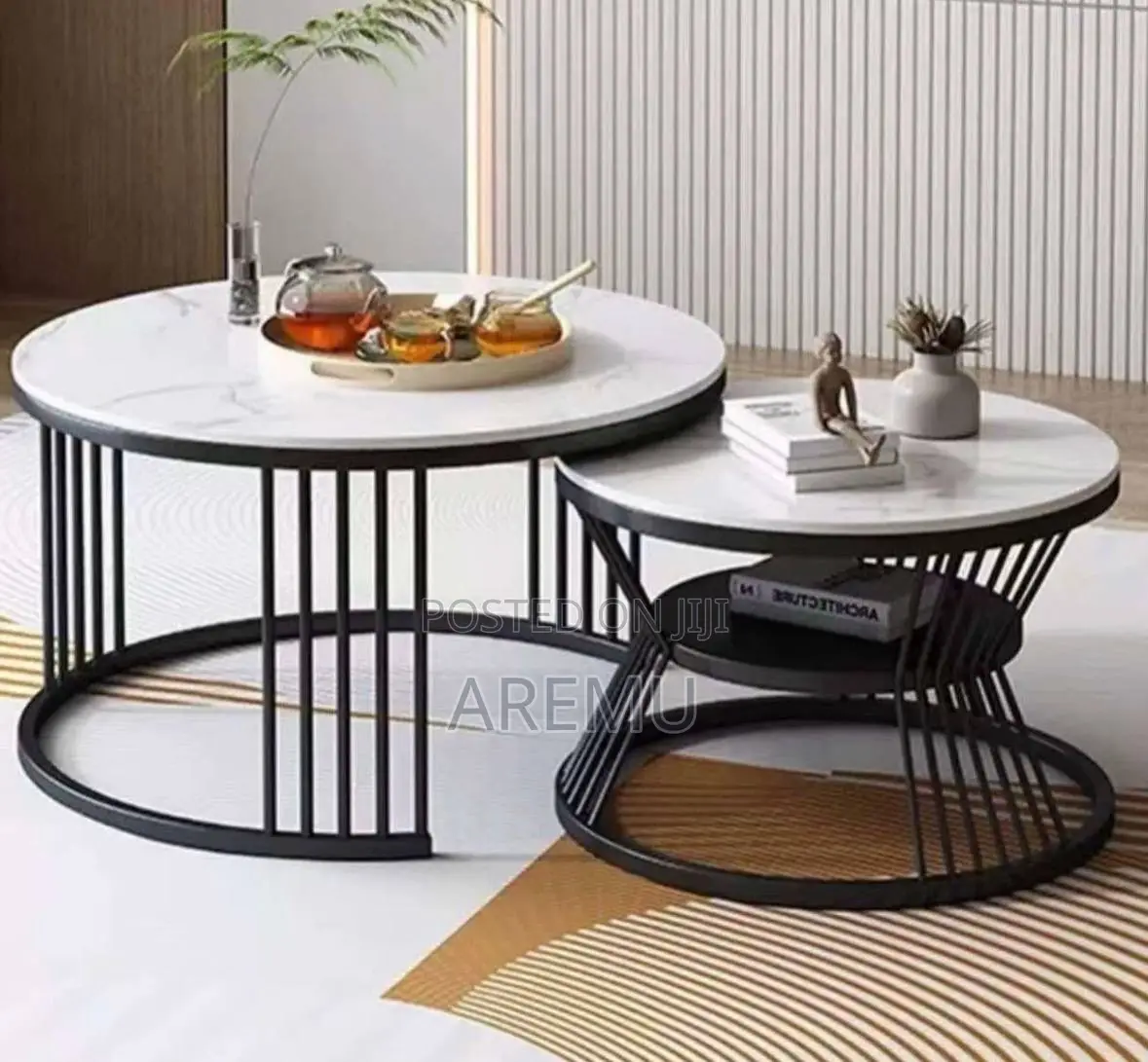 Nesting 2pcs Faux Marble Center Table