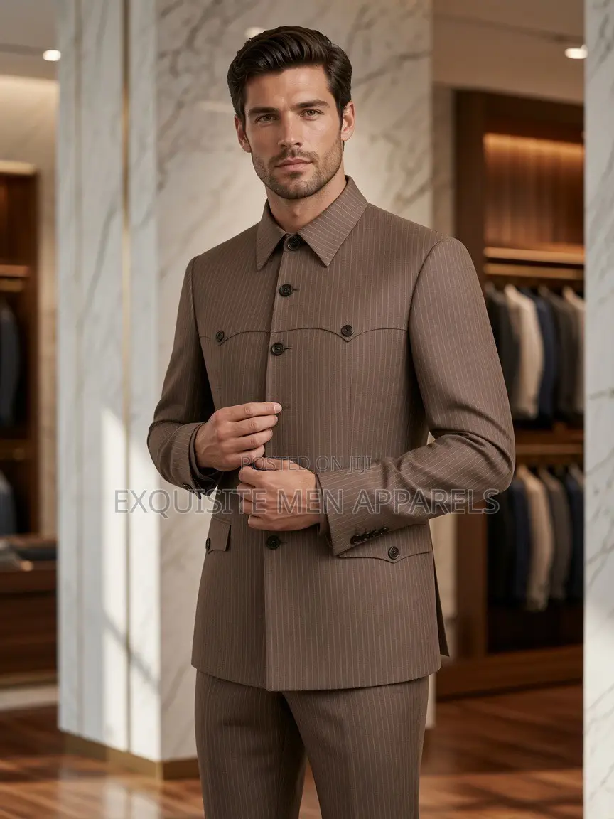 Classic Matured Stripe Safari Turkish Style Men’s Suit