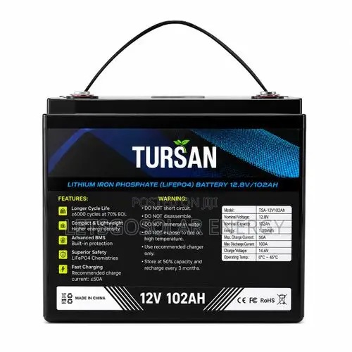 Tursan 12.8V 102Ah 1.3kWh LiFePO4 Lithium Battery for Inverter