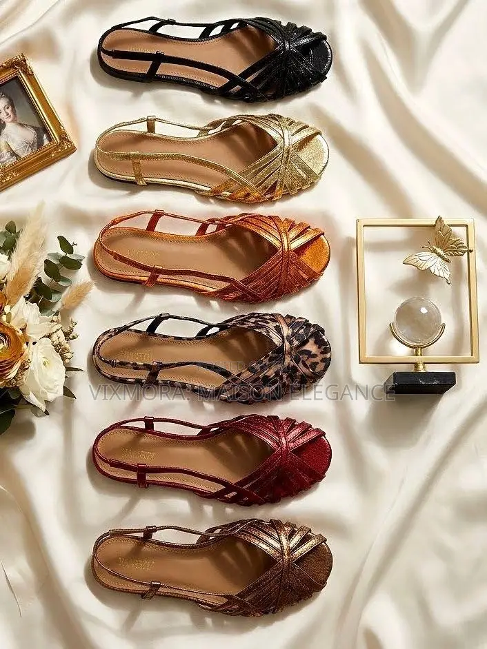 Zara Metallic Criss-Cross Flats