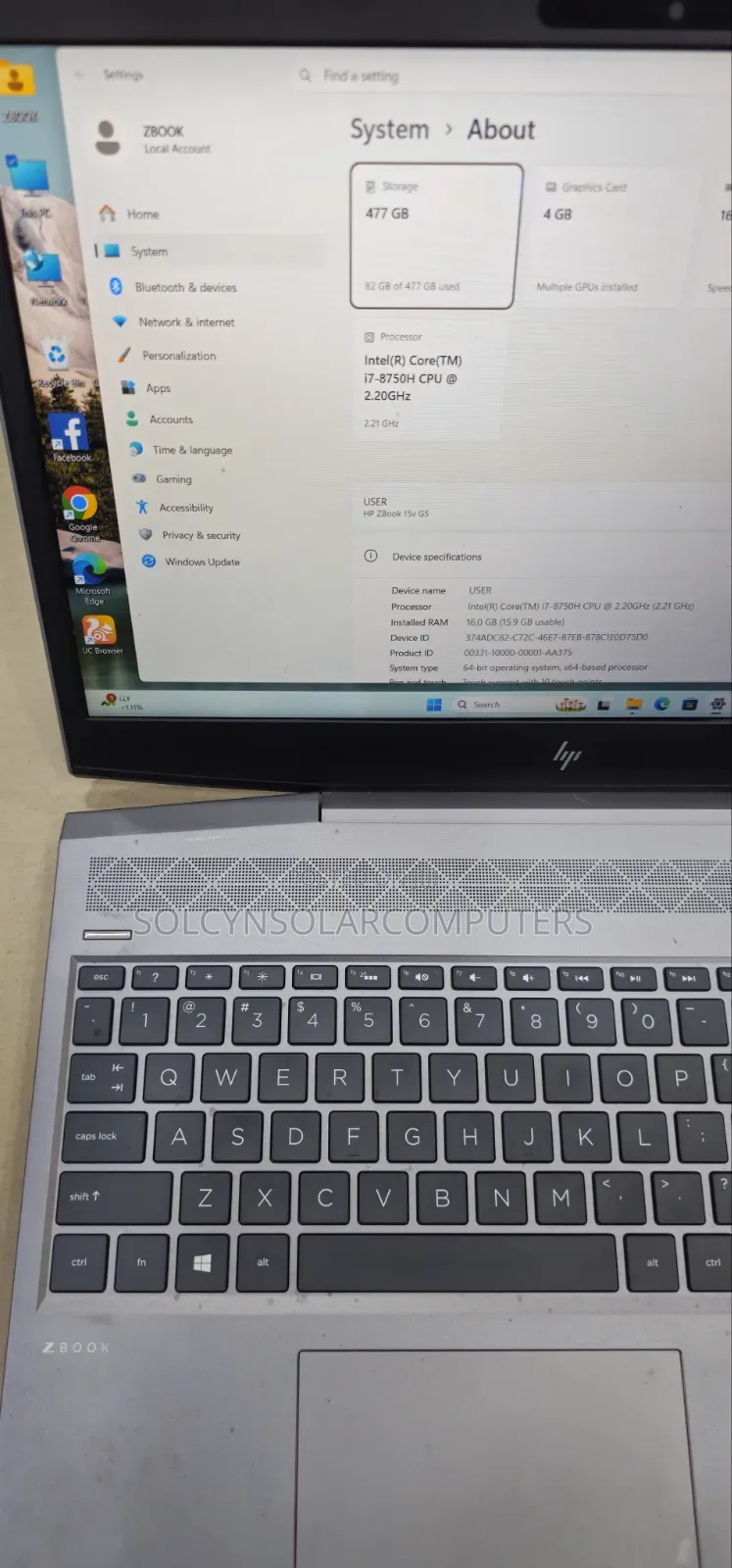 Laptop HP ZBook 15u G5 16GB Intel Core i7 SSD 512GB