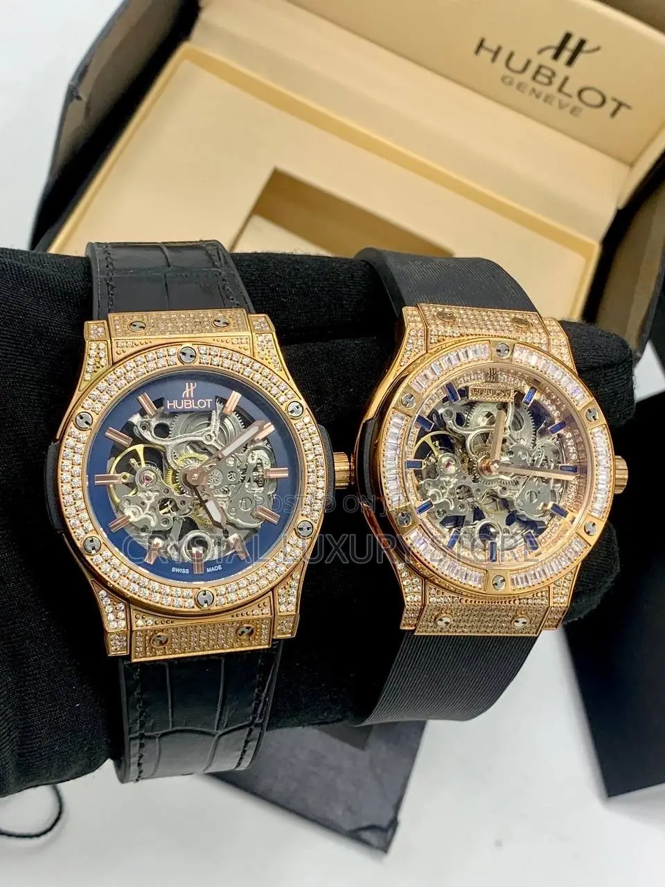 Hublot Quality Luxury Men Genuine Leather Automatic Engine Wristwatch