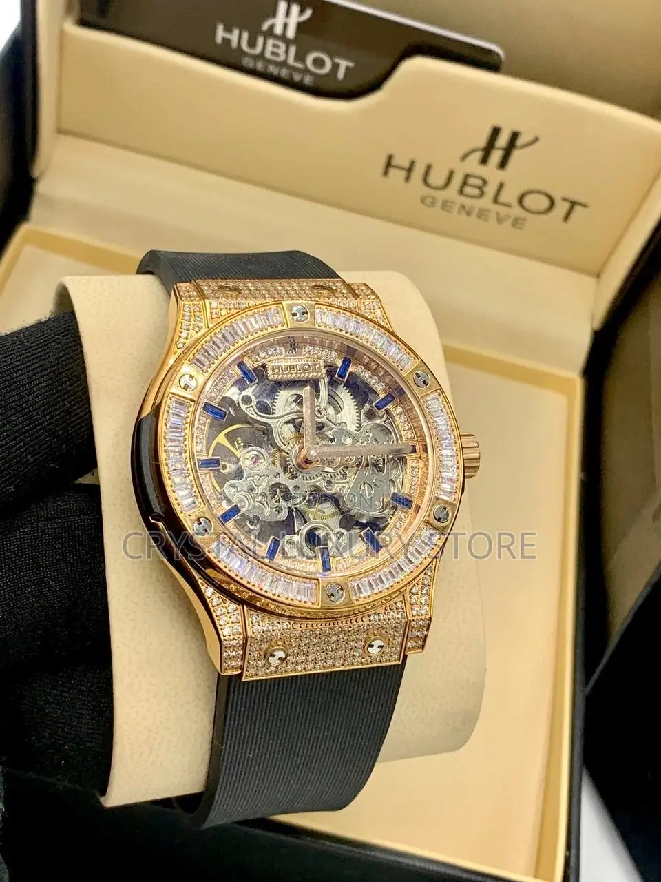 Hublot Quality Luxury Men Genuine Leather Automatic Engine Wristwatch
