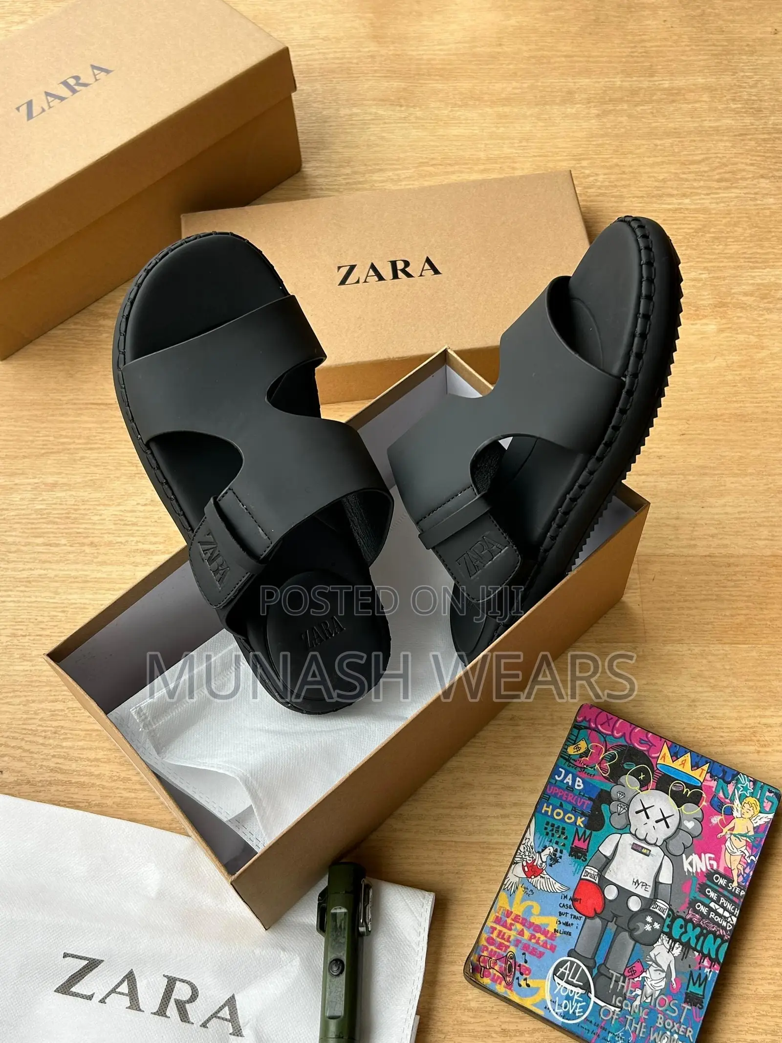 Zara Leather Slipers Available in Green and Black 40-46