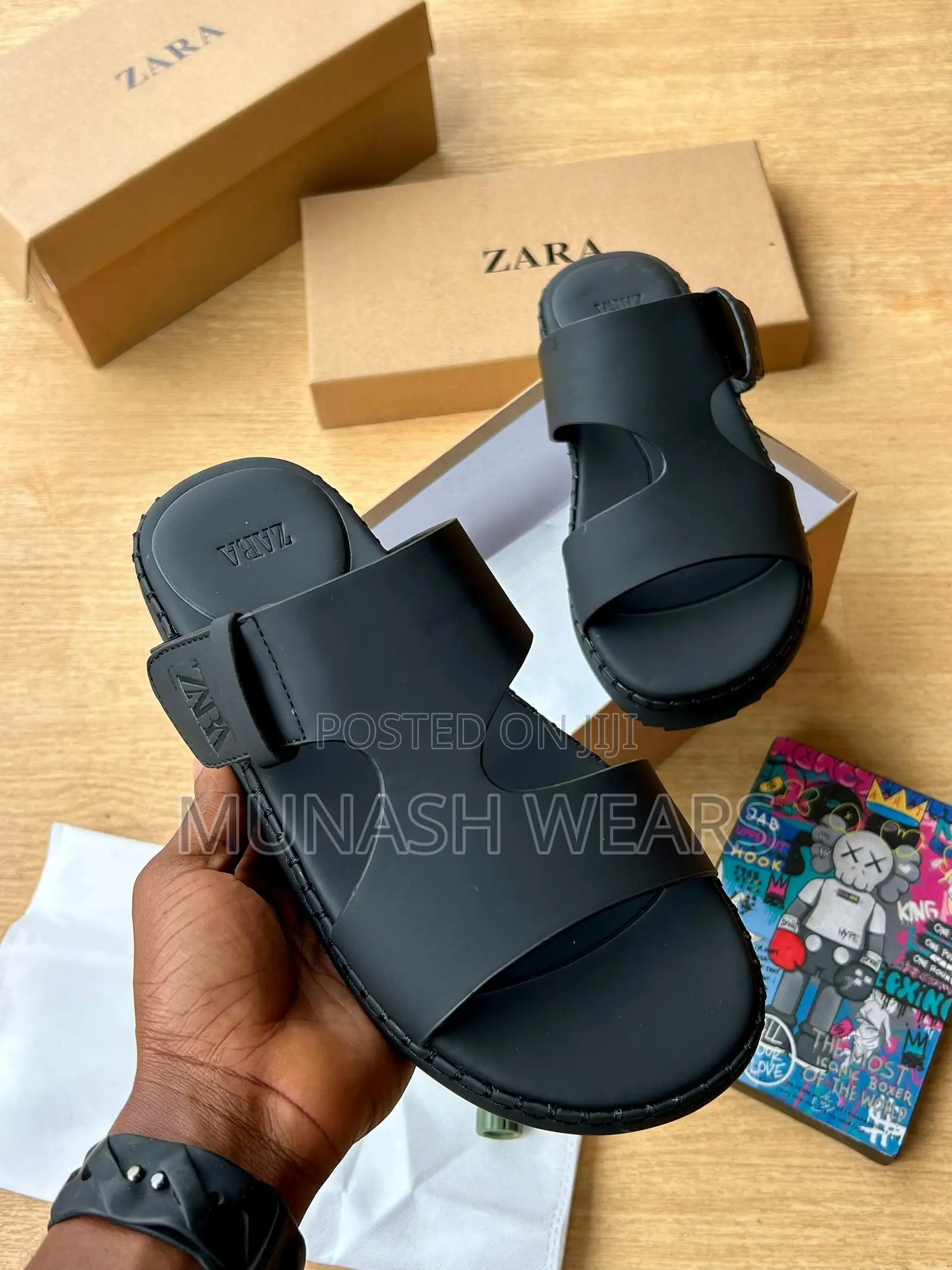 Zara Leather Slipers Available in Green and Black 40-46