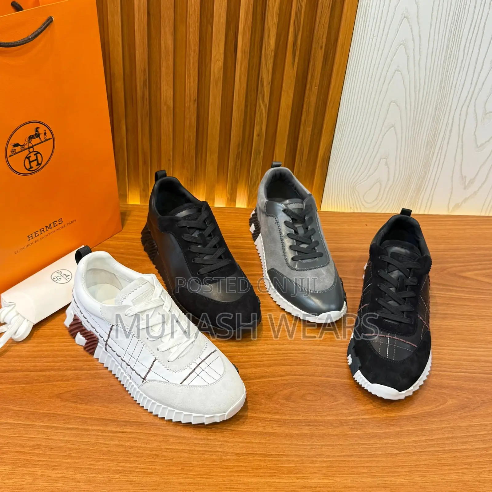 Original Hermes Sneakers Available in Black Brown and White