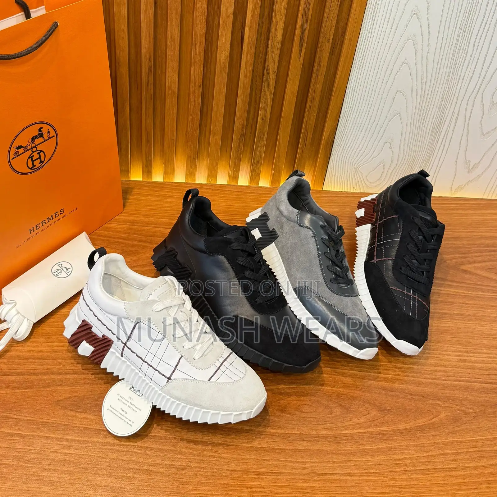 Original Hermes Sneakers Available in Black Brown and White