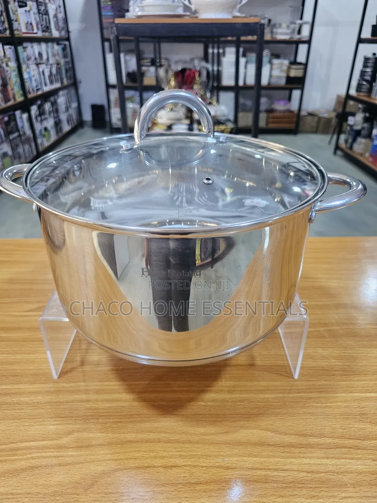Hausroland Single Stainless Steel Pot With Glass Lid (28cm 30cm)