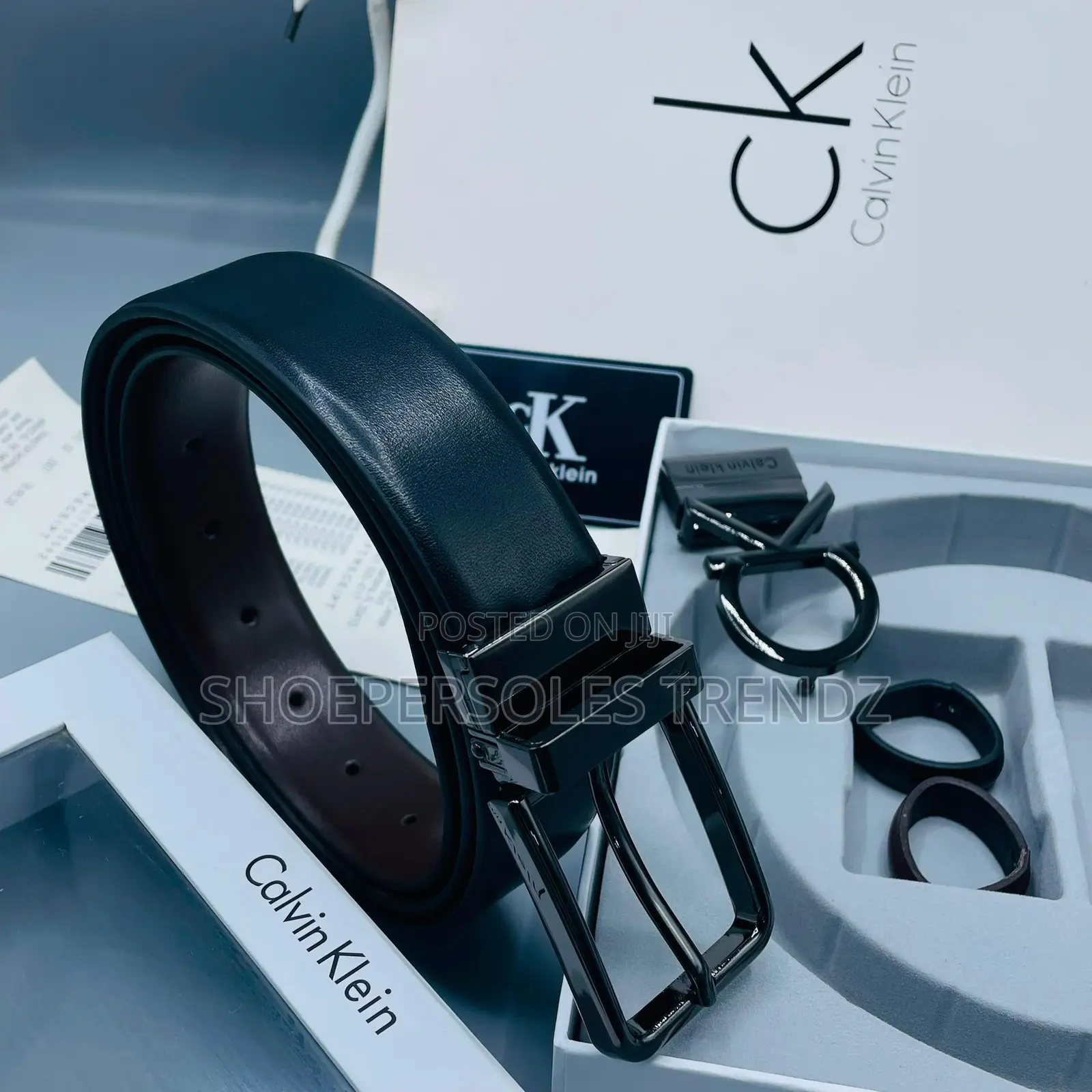 Men Lether Belt Reversible Option and Dual Buckle