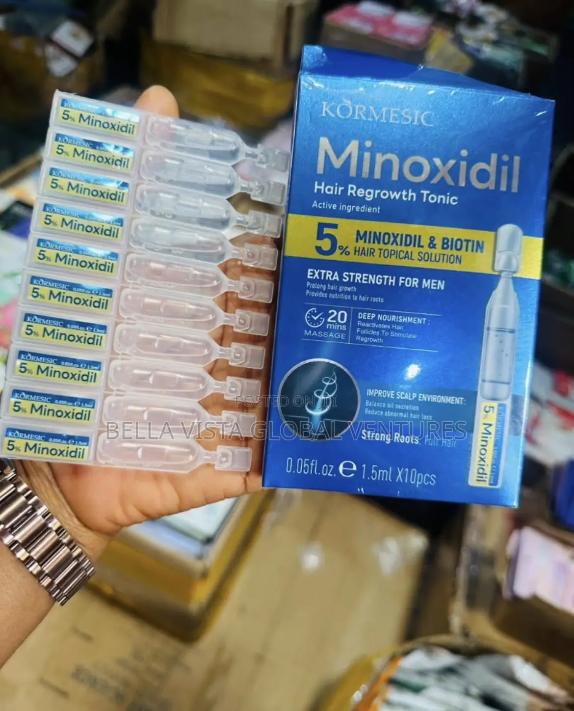 KORMESIC 5% Minoxidil & Biotin Hair Regrowth Ampoules