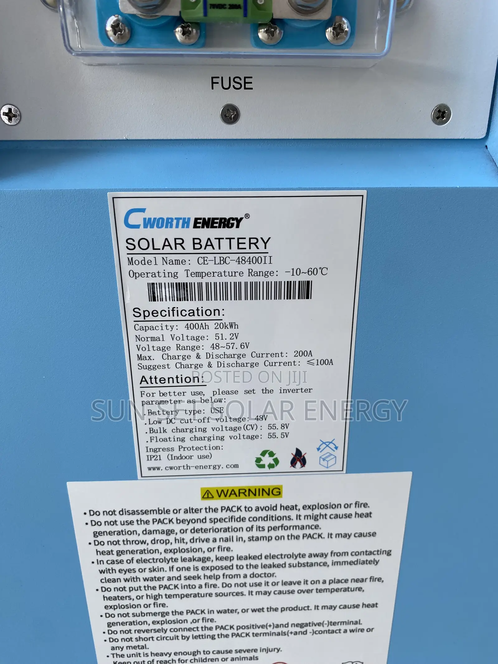 Cworth Lithium Battery 20kwh 51.2v 400ah With 5yrs Warranty