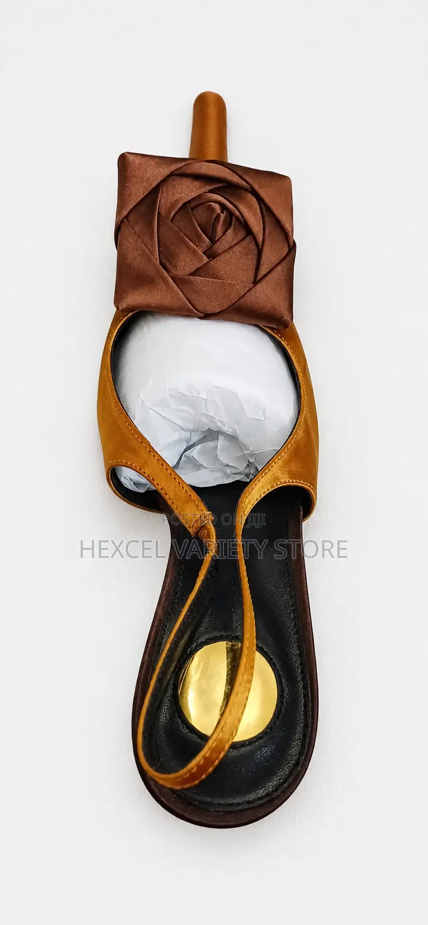 Elegant Ladies Gold & Brown Floral Stiletto Heel Sandals
