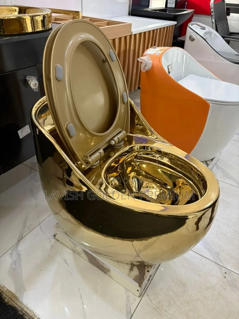 Gold One-Piece Egg Shaped Water Closet