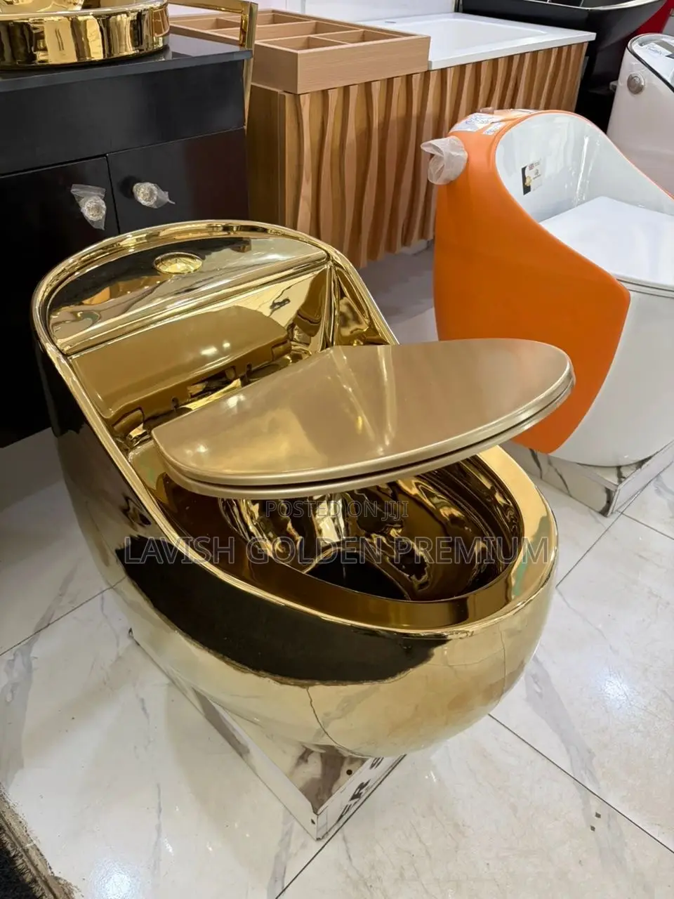 Gold One-Piece Egg Shaped Water Closet