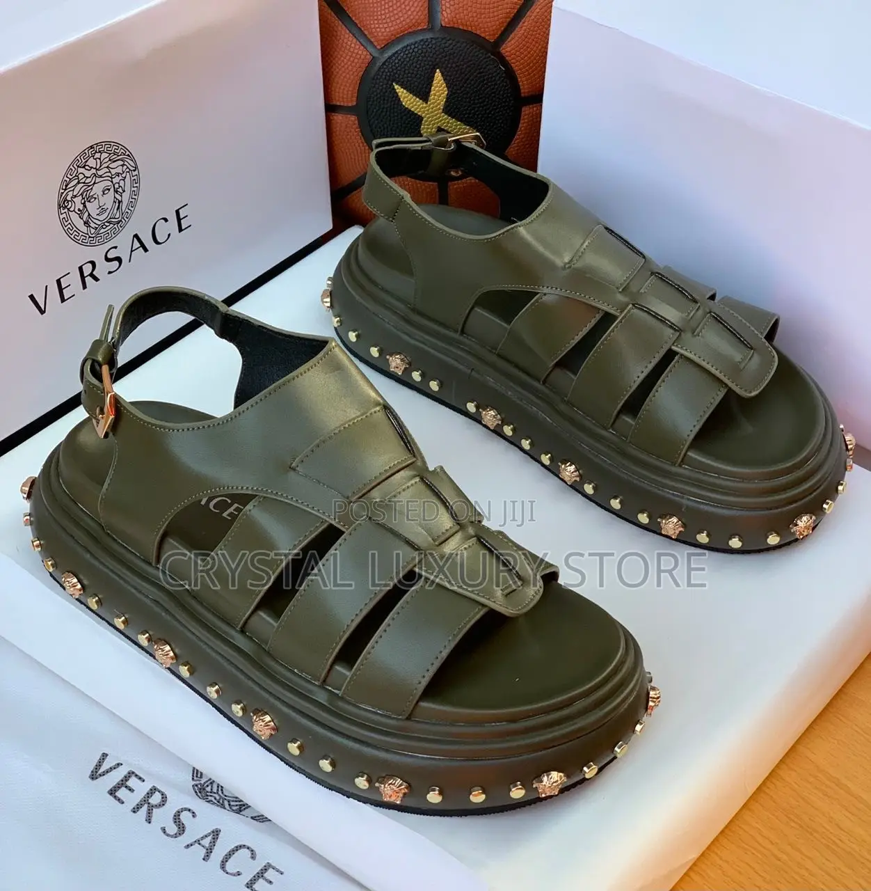 Versace Quality Luxury Men Genuine Leather Sandals