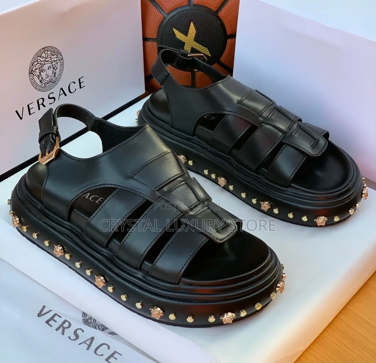 Versace Quality Luxury Men Genuine Leather Sandals