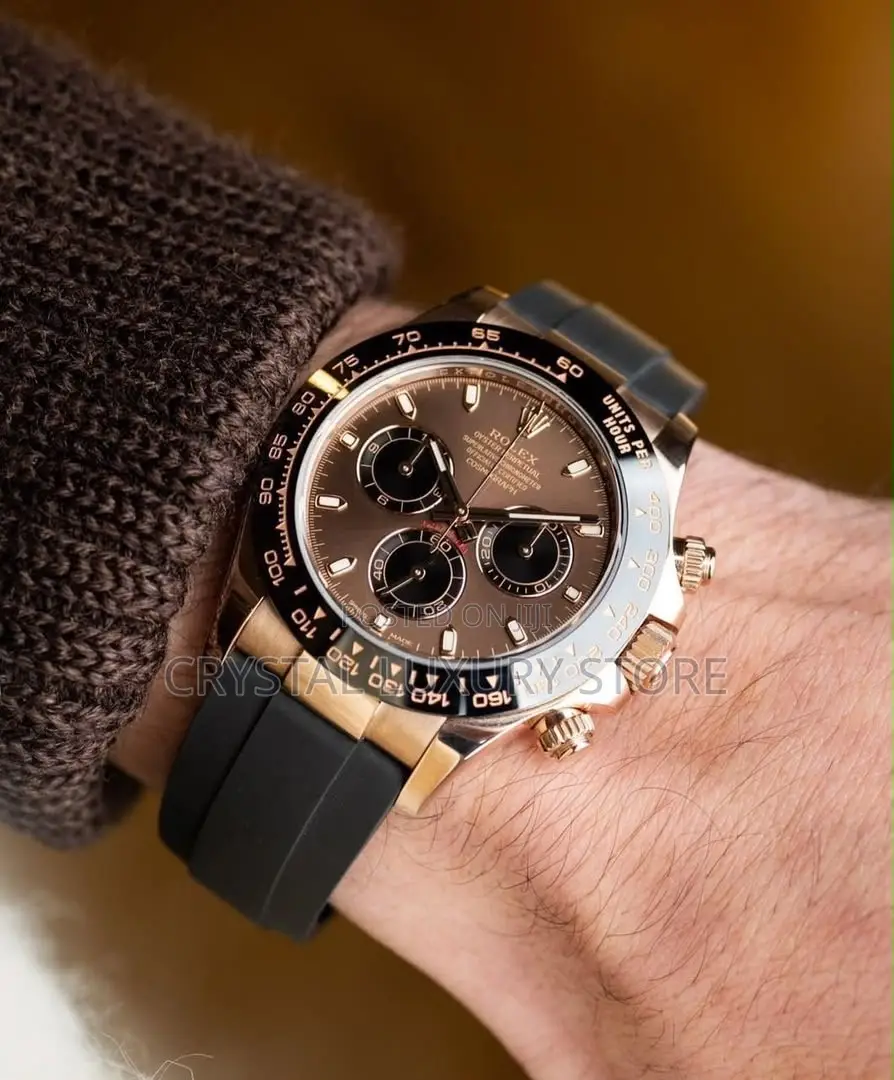Rolex Quality Luxury Men Rubber Strap Wristwatch
