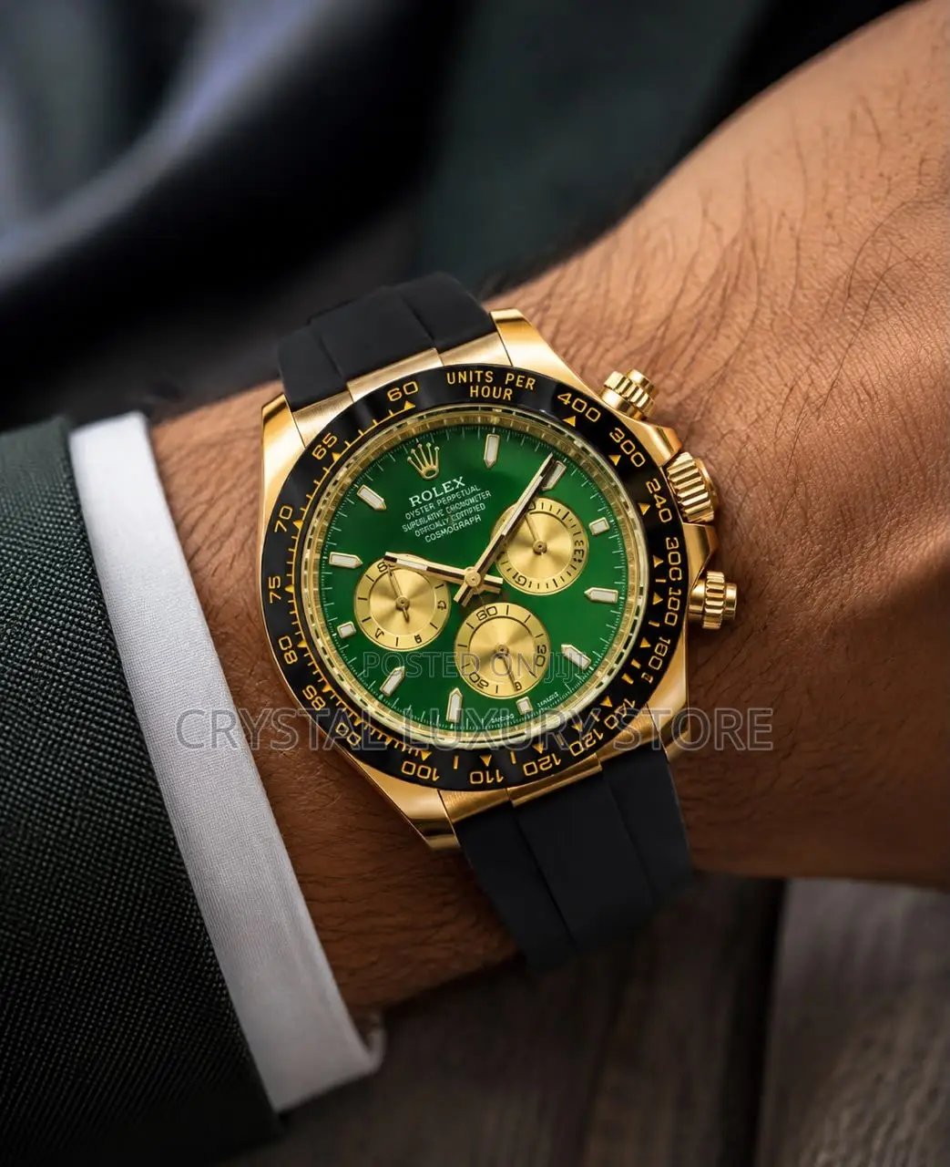 Rolex Quality Luxury Men Rubber Strap Wristwatch