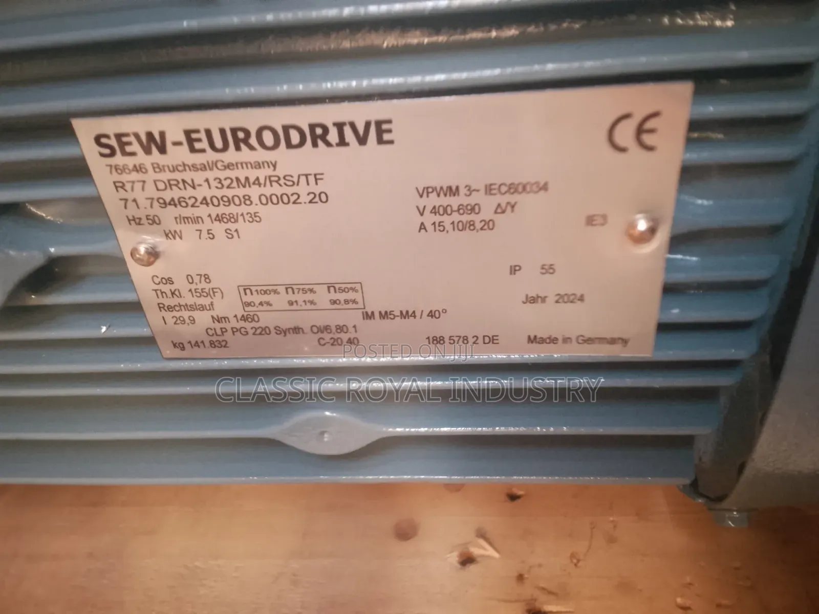 Sew Eurodrive Gear Motor 7.5 Kw 135 RPM