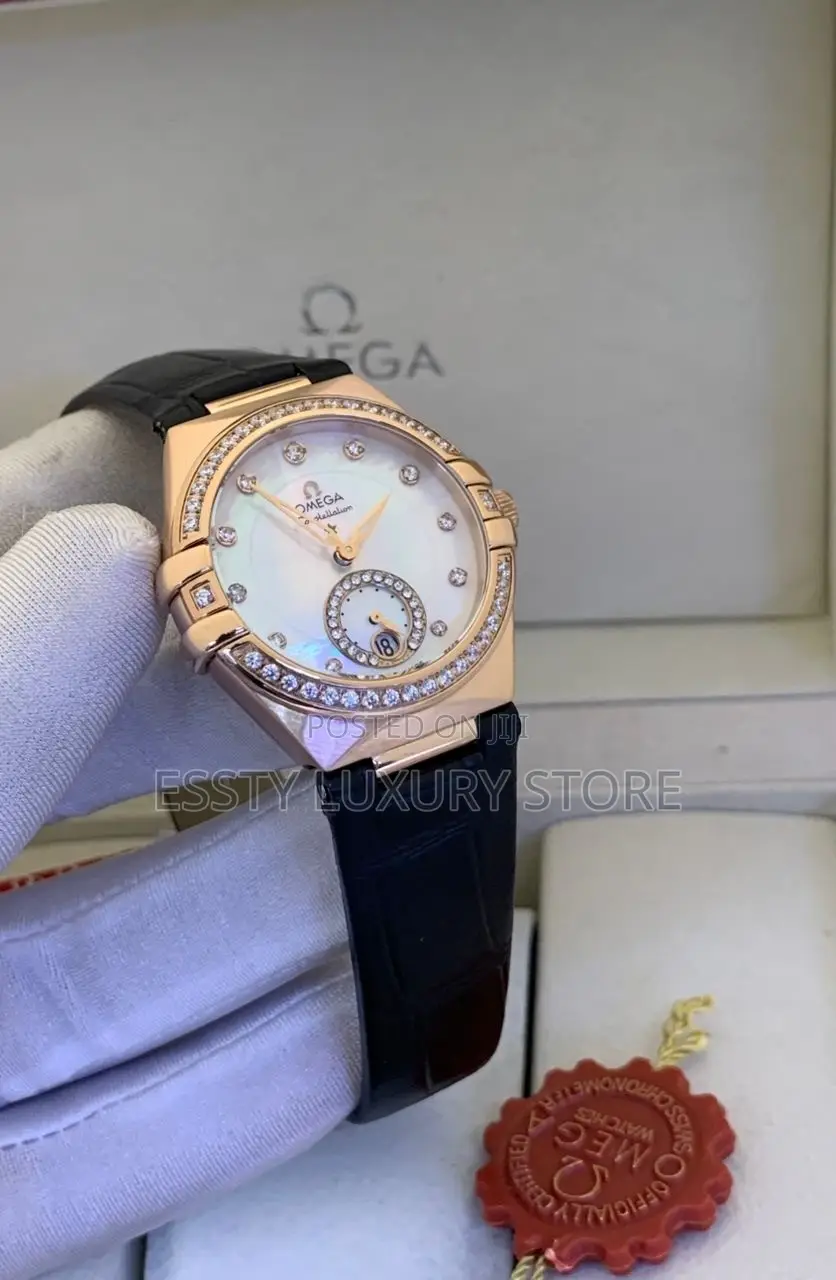 Omega Leather Female Automatic Engine Wrist Watch