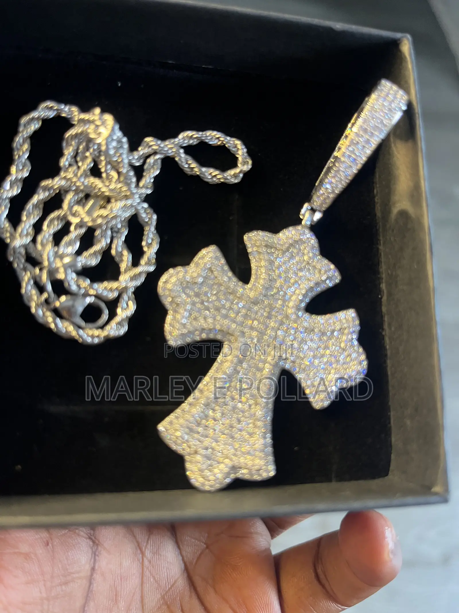 Aaa+ Cubic Zirconia Spade Cross Rope Pendant Necklace