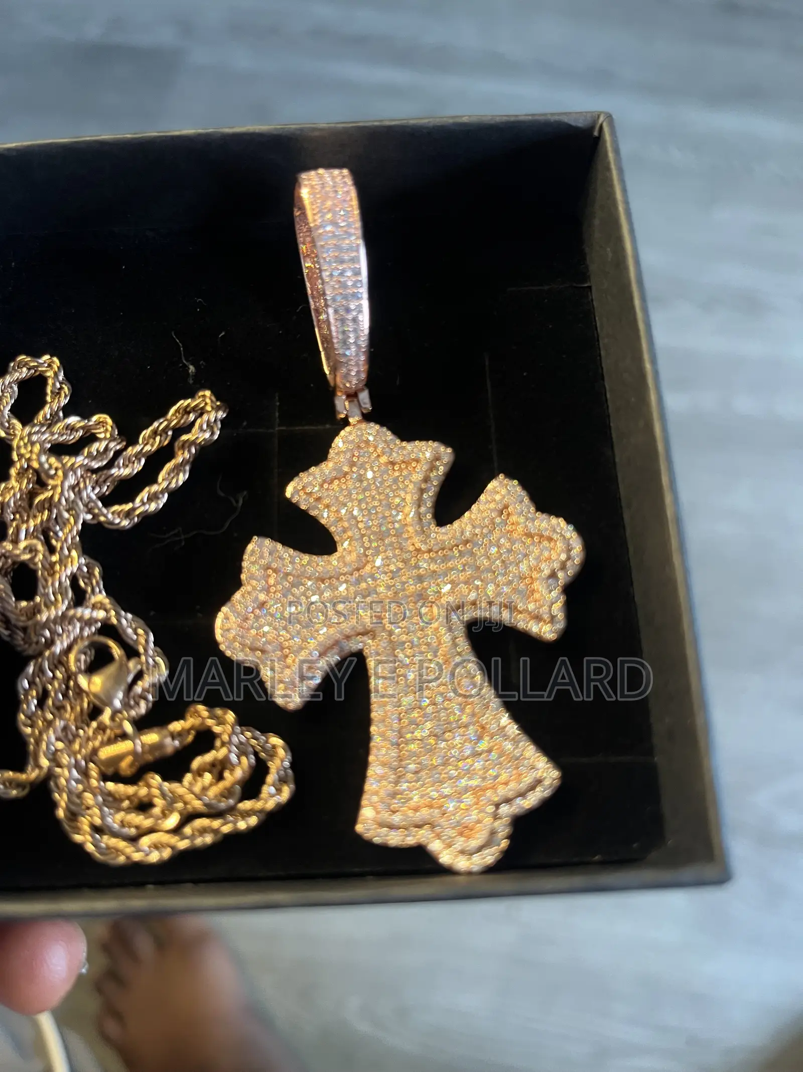 Aaa+ Cubic Zirconia Spade Cross Rope Pendant Necklace