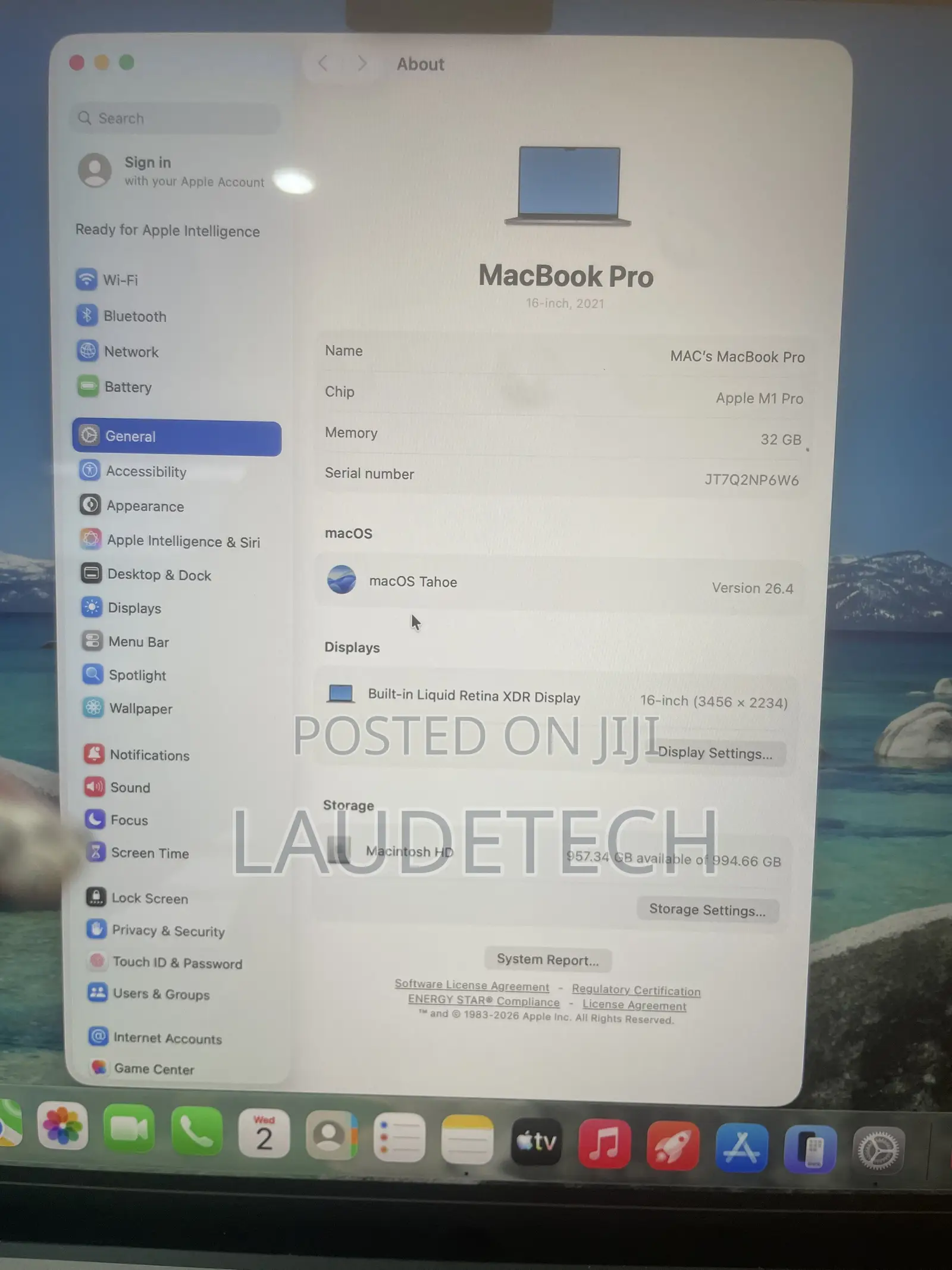 Laptop Apple MacBook Pro 2021 M1 32GB Apple M1 Pro SSD 1T