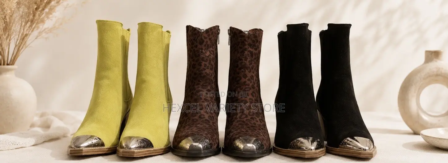 Luxury Ladies Ankle Boots With Metal Toe – 3 Colours