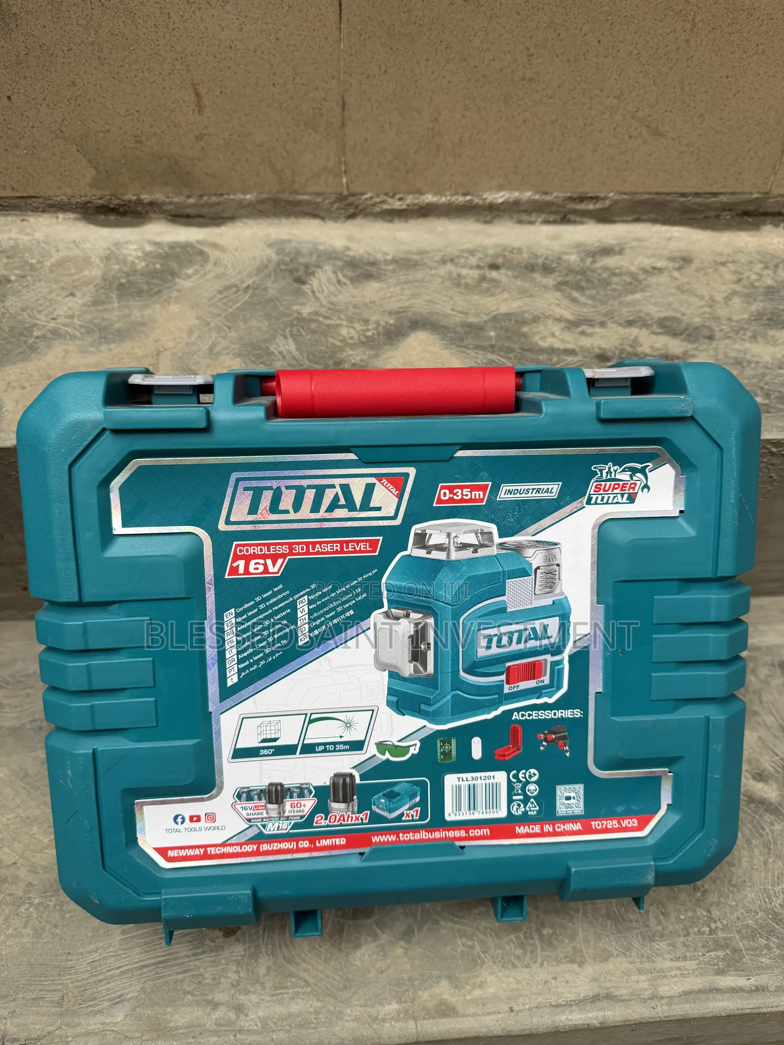 Total 3D Laser Level – 16V, Green Beam, Full Accessories- TLL301201