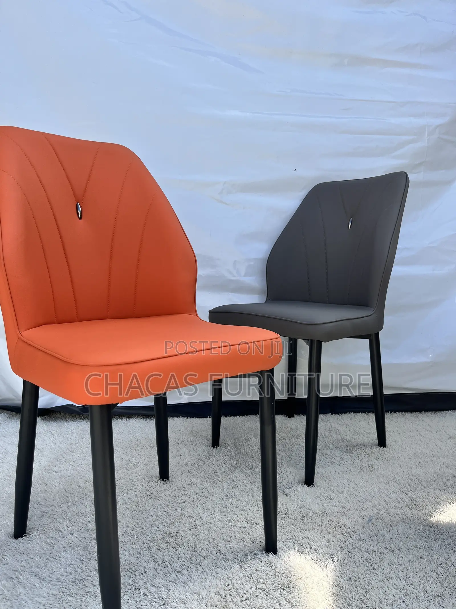 Modern Leatherette Dining Accent Chair With Metal Legs