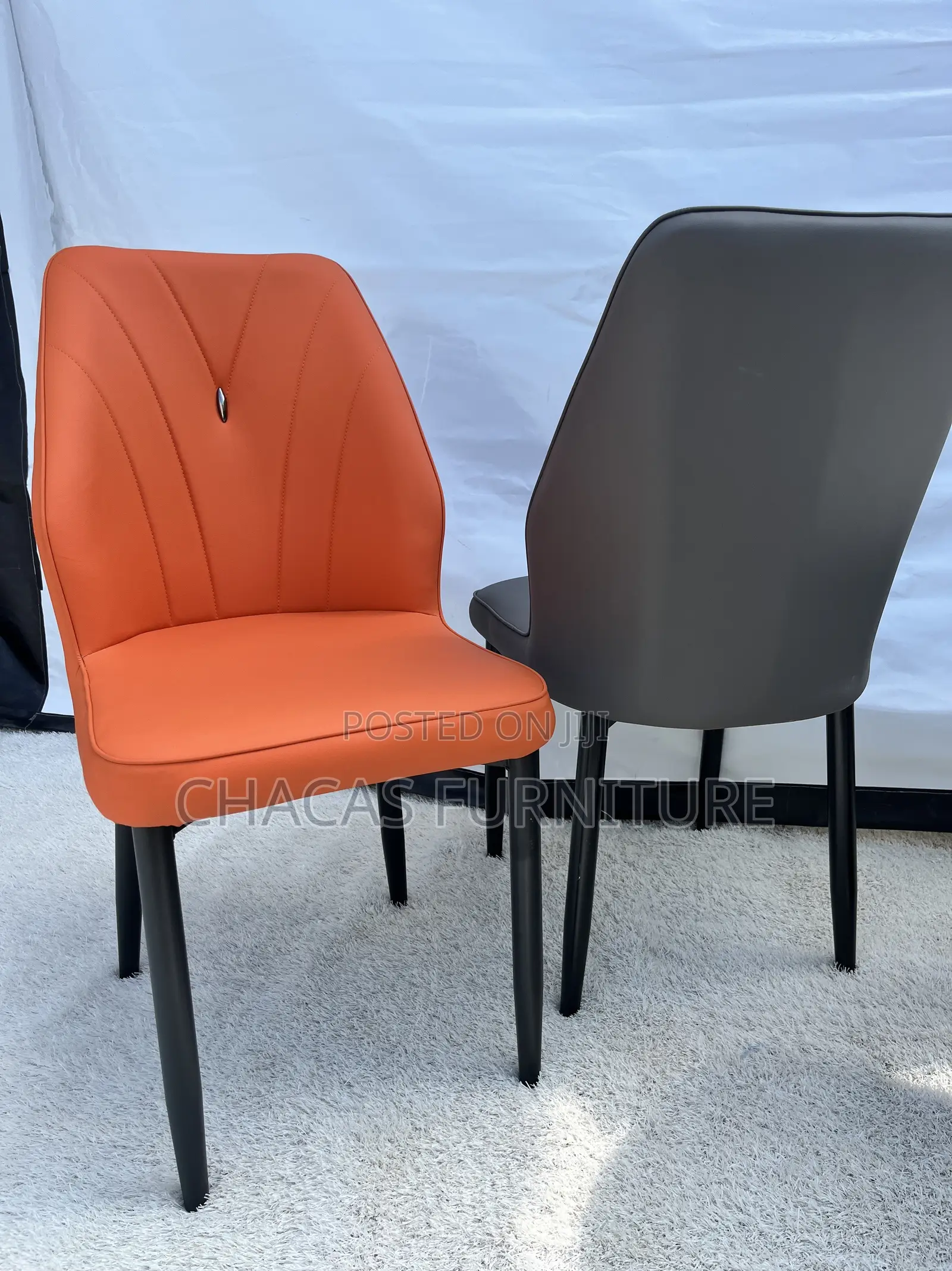 Modern Leatherette Dining Accent Chair With Metal Legs