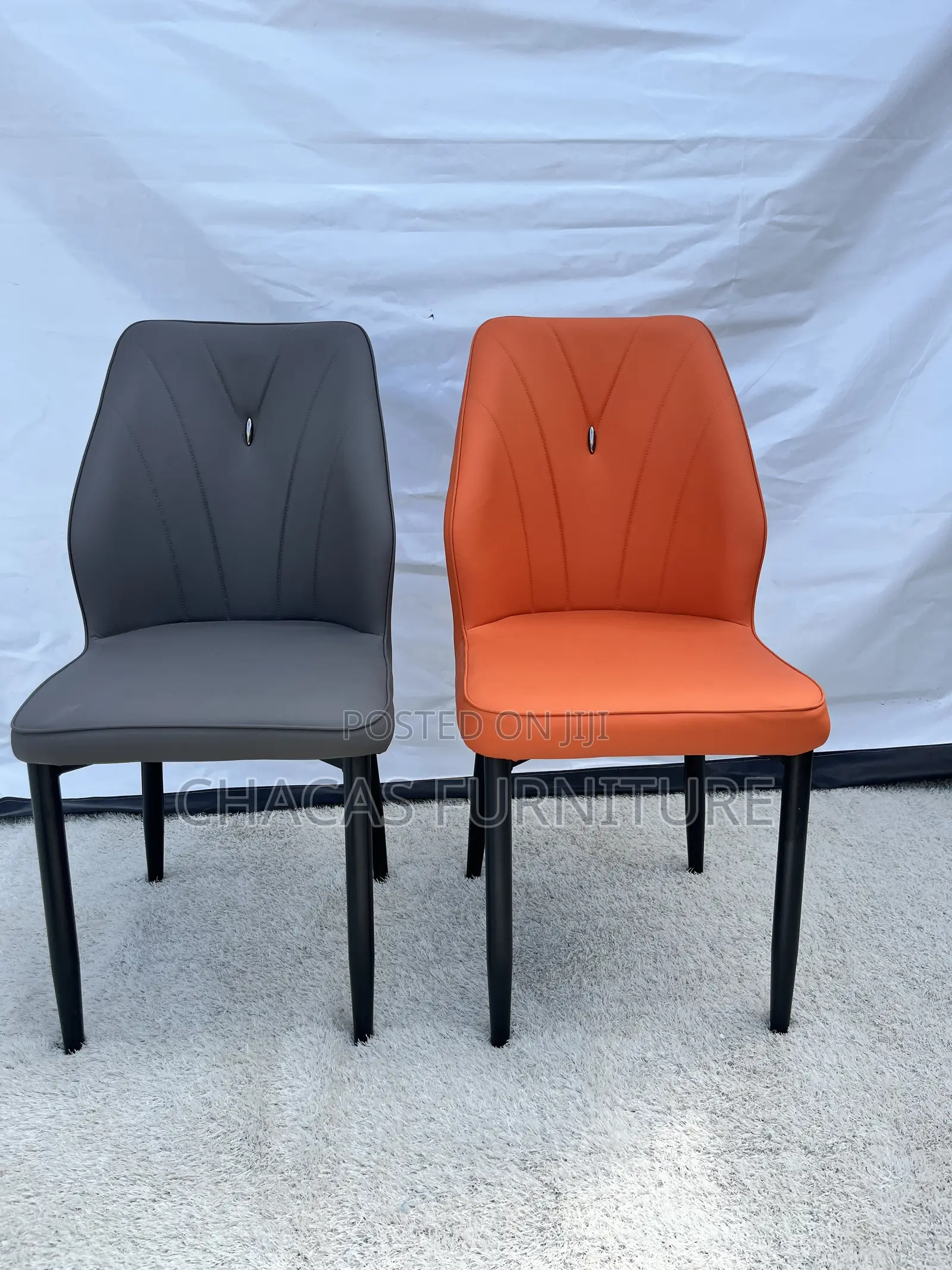 Modern Leatherette Dining Accent Chair With Metal Legs
