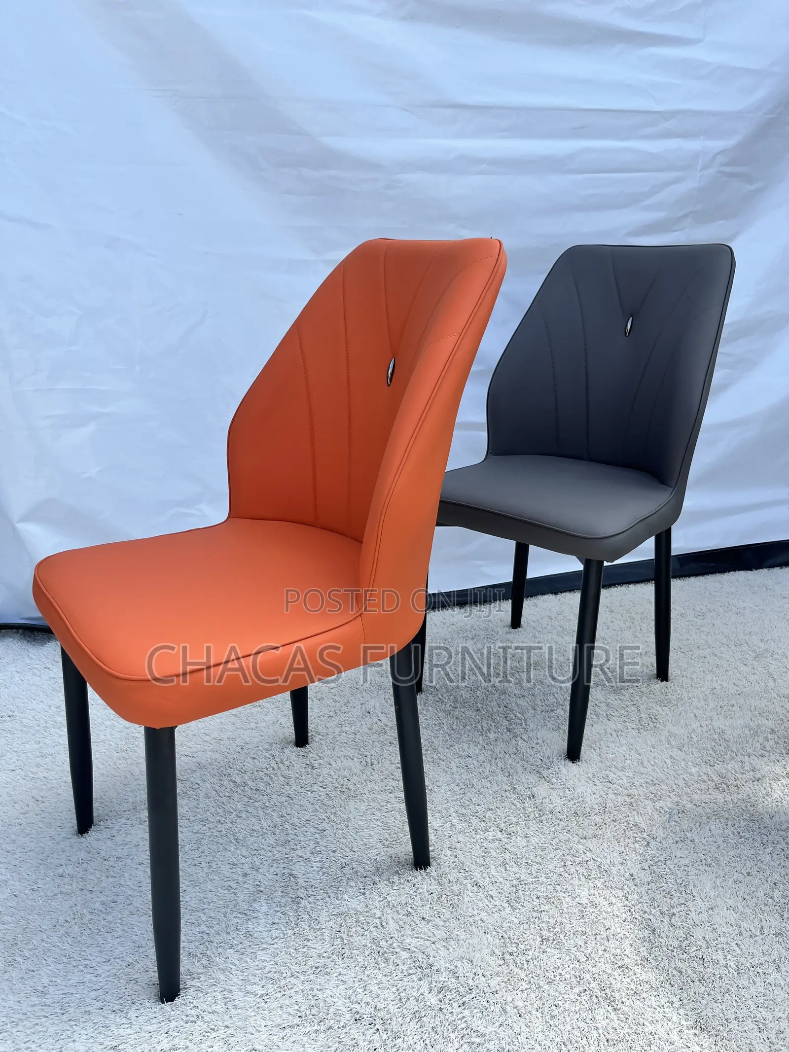 Modern Leatherette Dining Accent Chair With Metal Legs