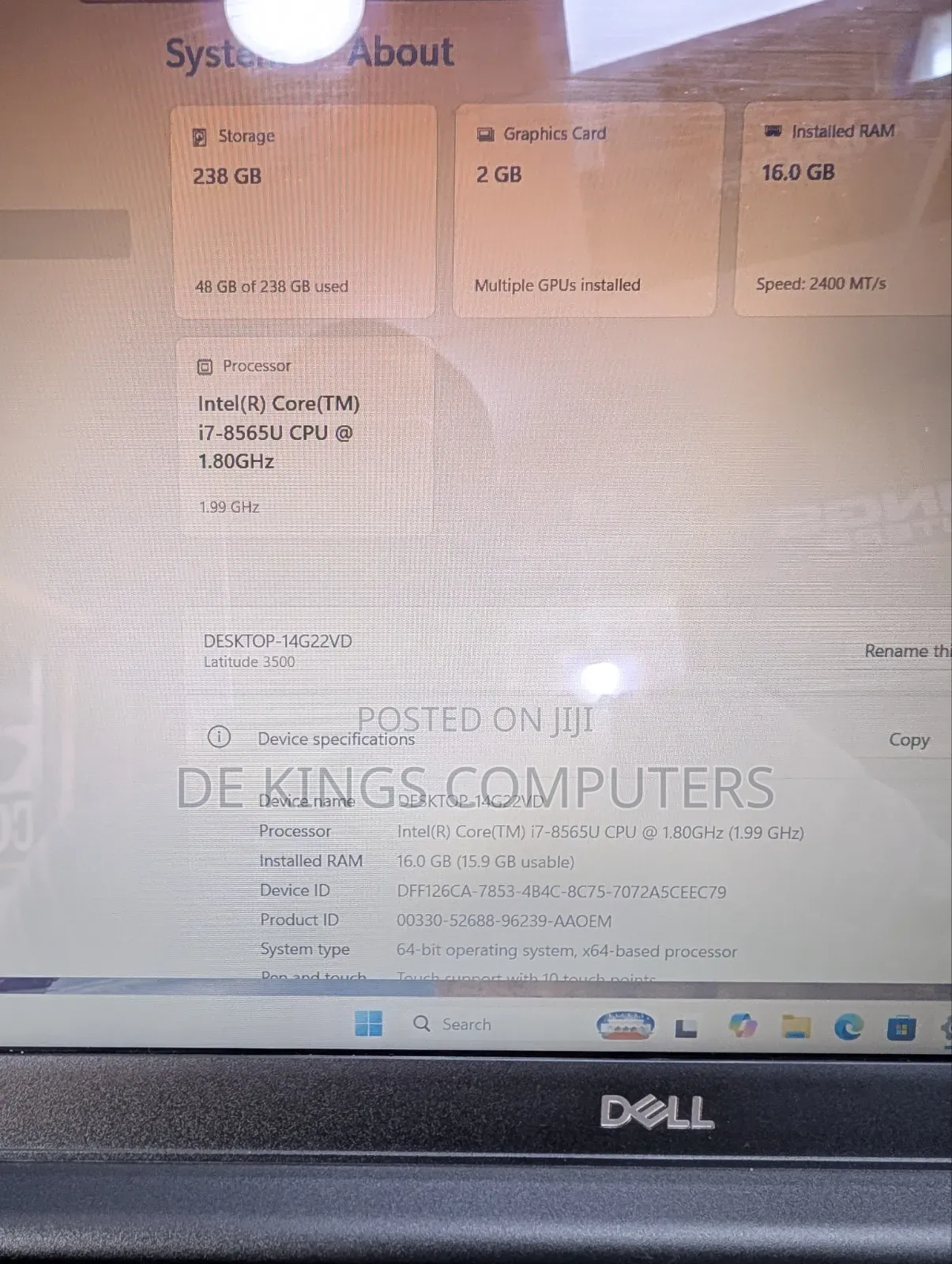 Laptop Dell Latitude 3500 16GB Intel Core i7 SSD 256GB