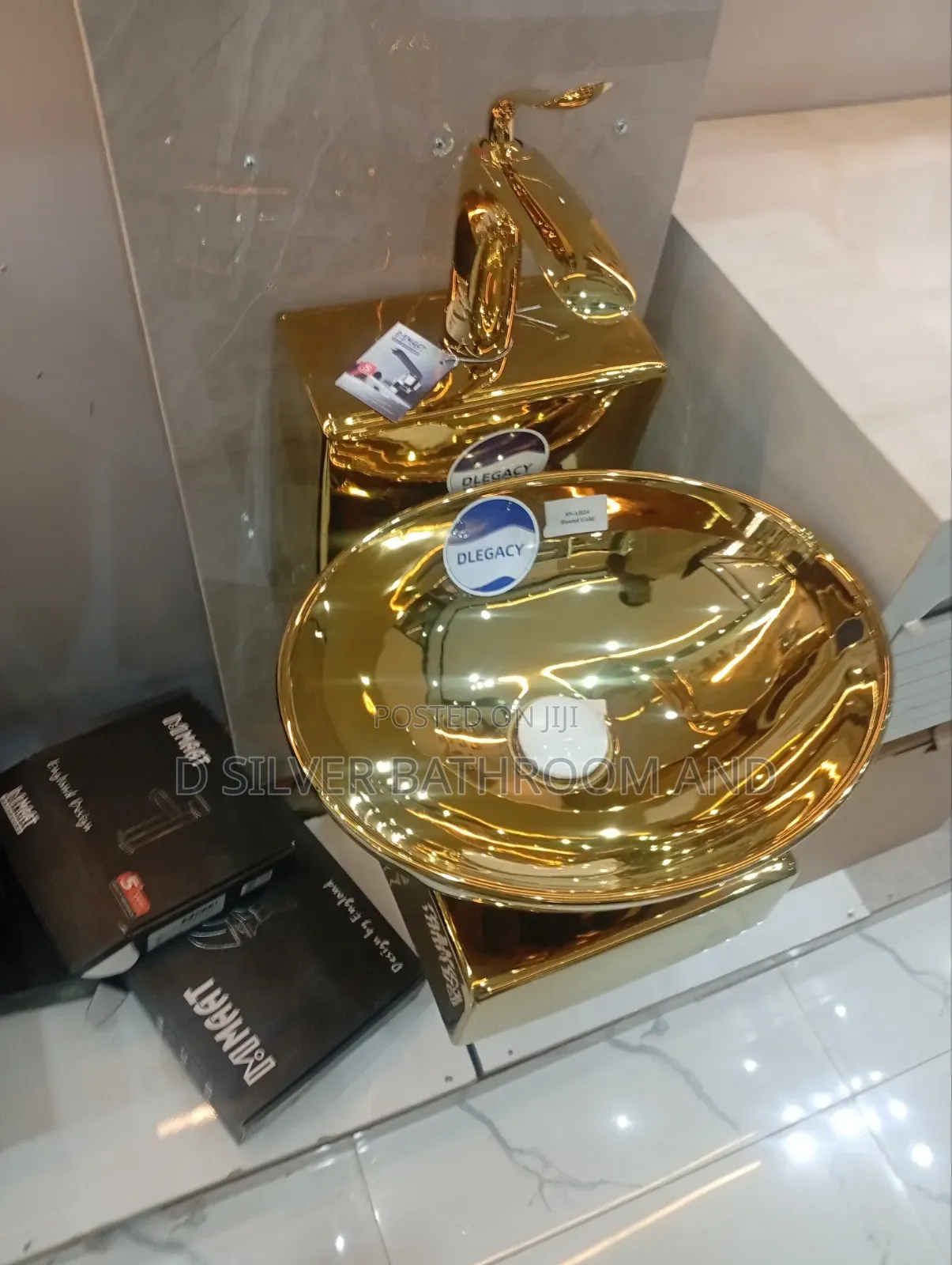 Wall-Hung Wash Hand Basin Pedestal Set, Gold