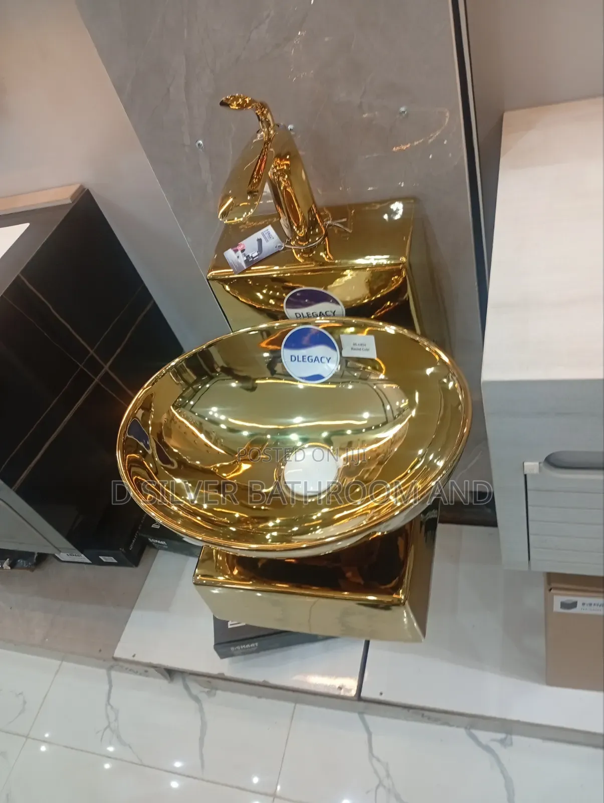 Wall-Hung Wash Hand Basin Pedestal Set, Gold