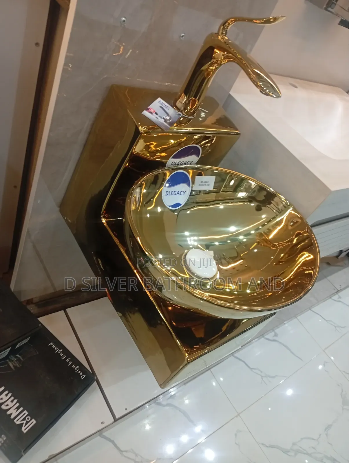 Wall-Hung Wash Hand Basin Pedestal Set, Gold