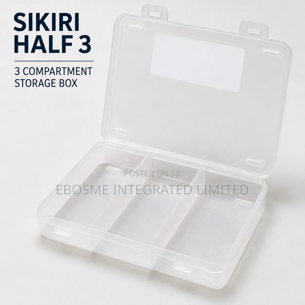 HALF 3 Transparent 3-Compartment Small Item Storage Organizer Box