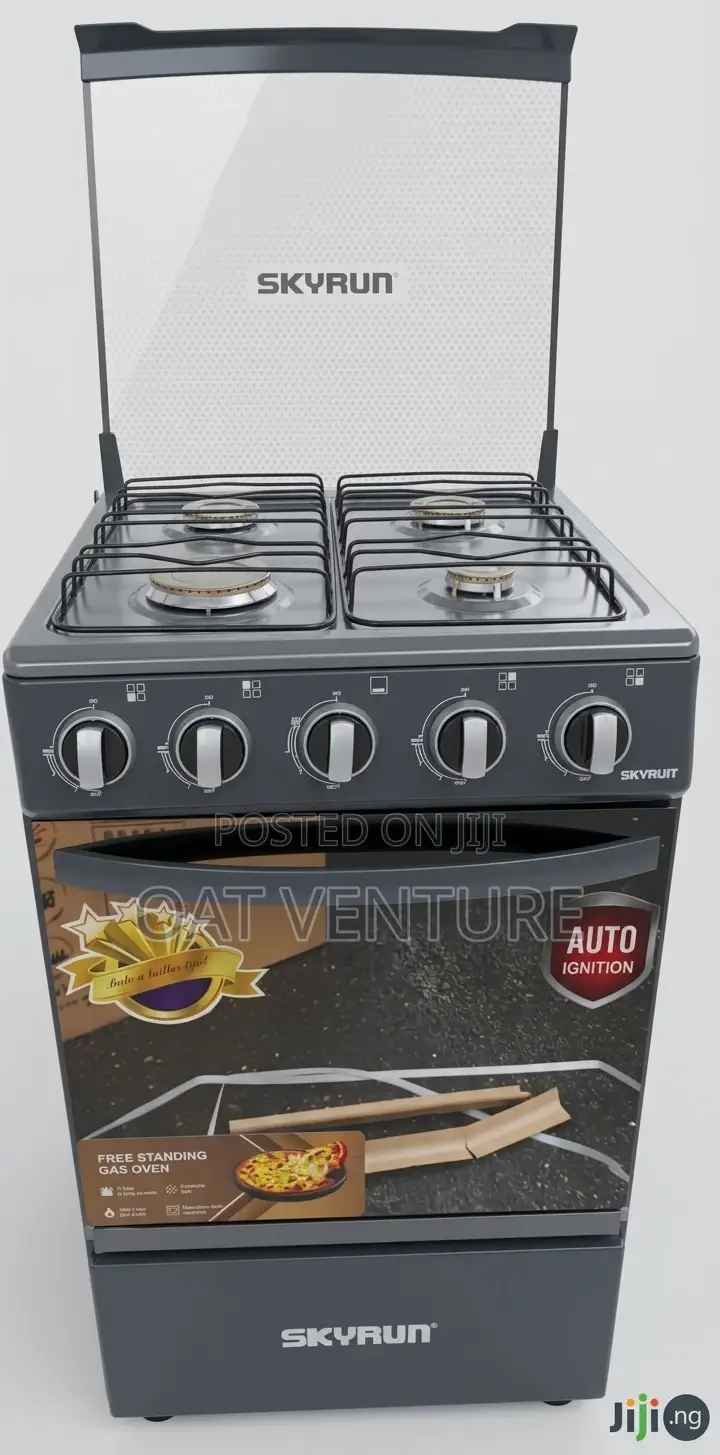 Skyrun 4-Burner Standing Gas Cooker With Gas Oven, No Auto Ignition