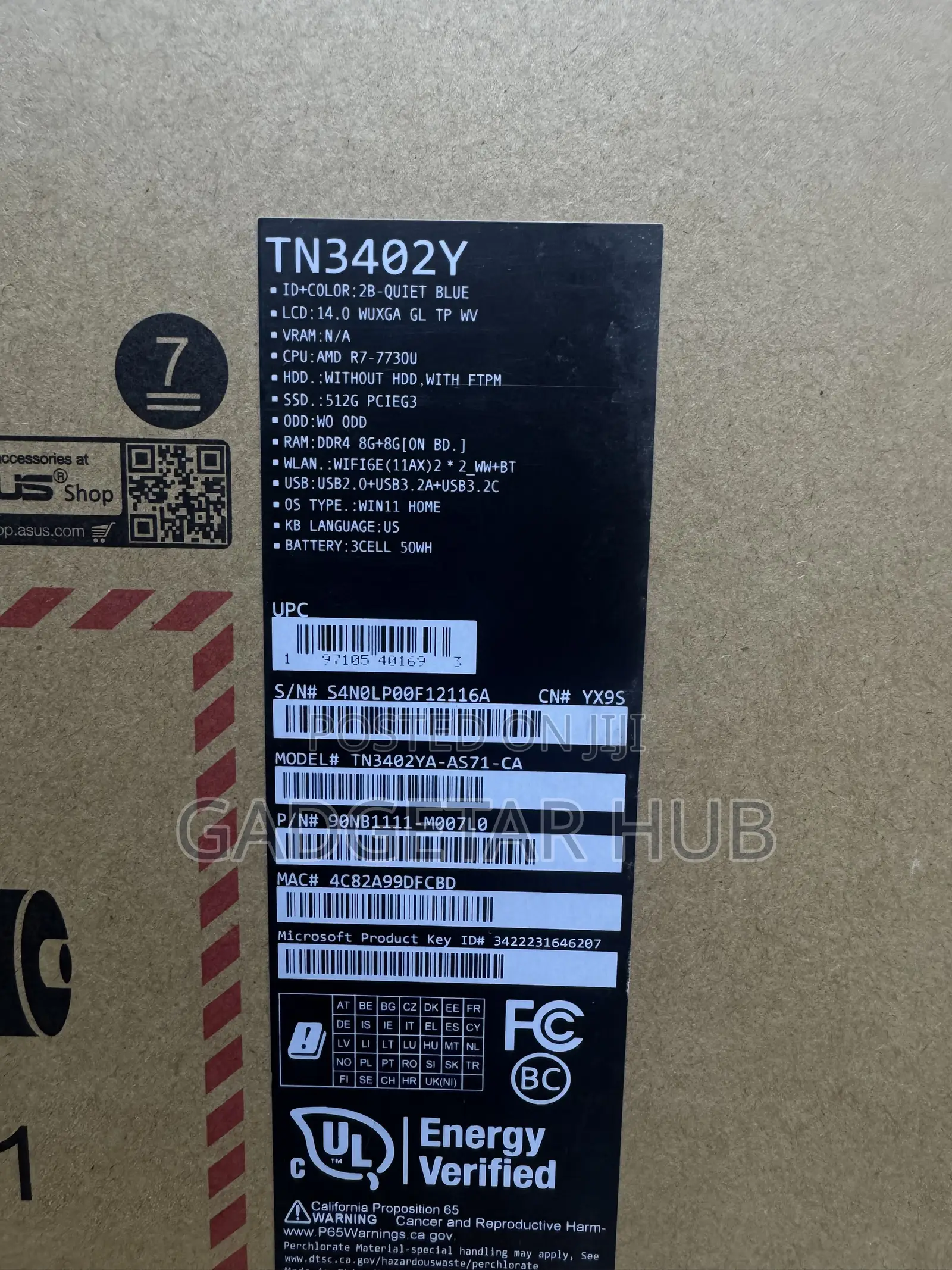 New Laptop Asus 16GB AMD Ryzen 7 SSD 512GB