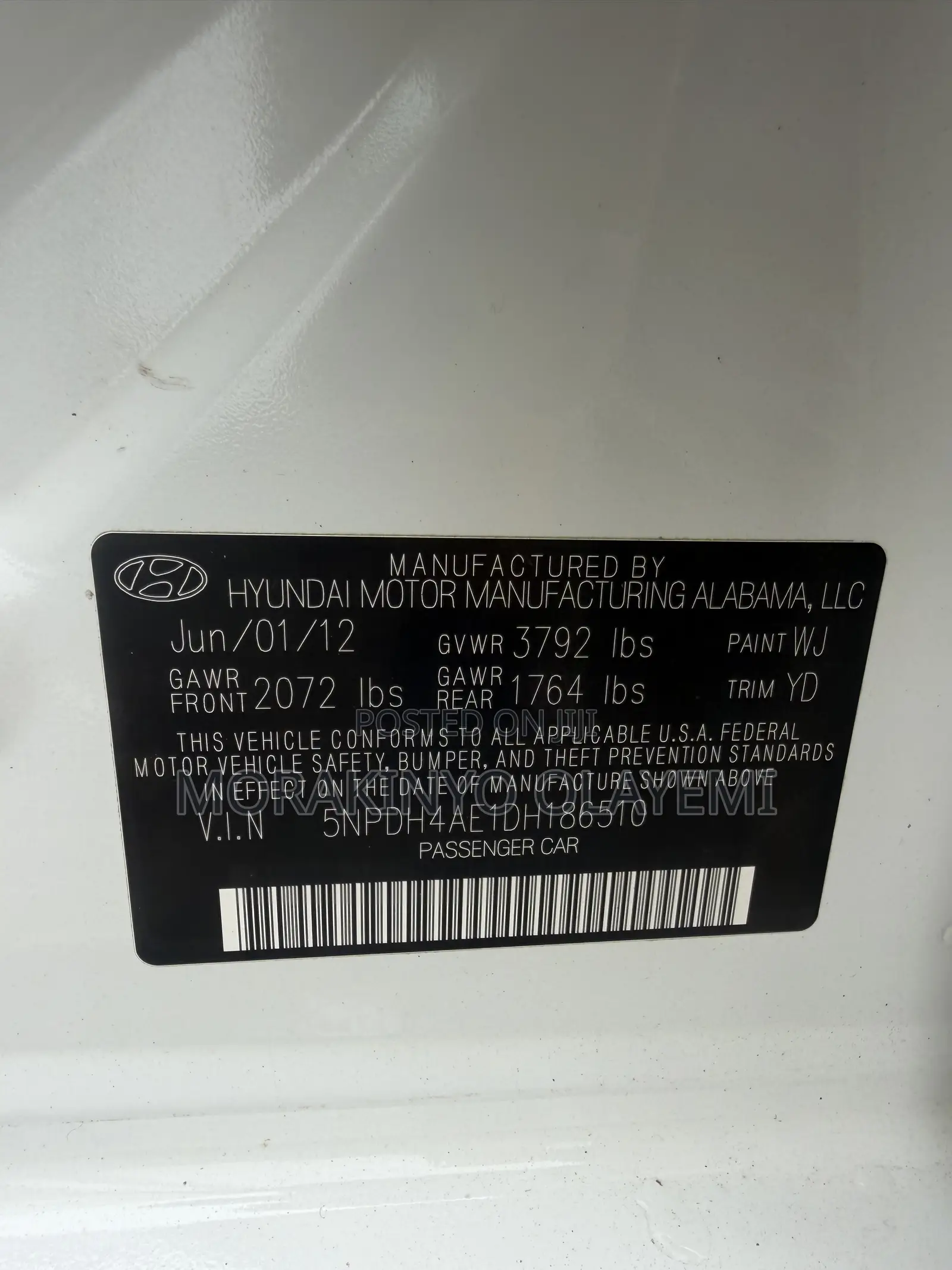 Hyundai Elantra GLS Sedan FWD (1.8L 4cyl 6A) 2013 White