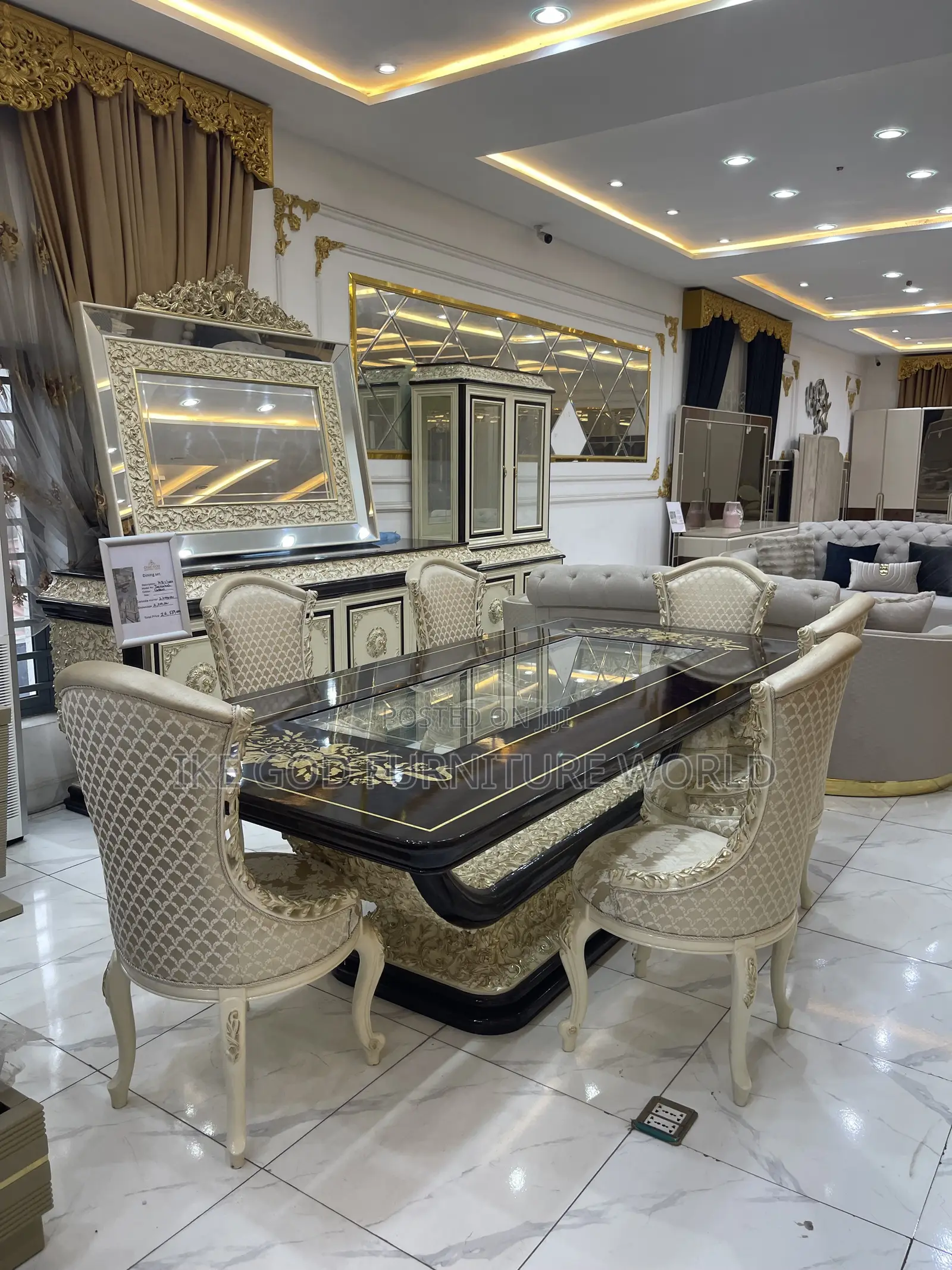 Full Set of Turkish Royal Fabric Sofa Chair With the 8seater Dining