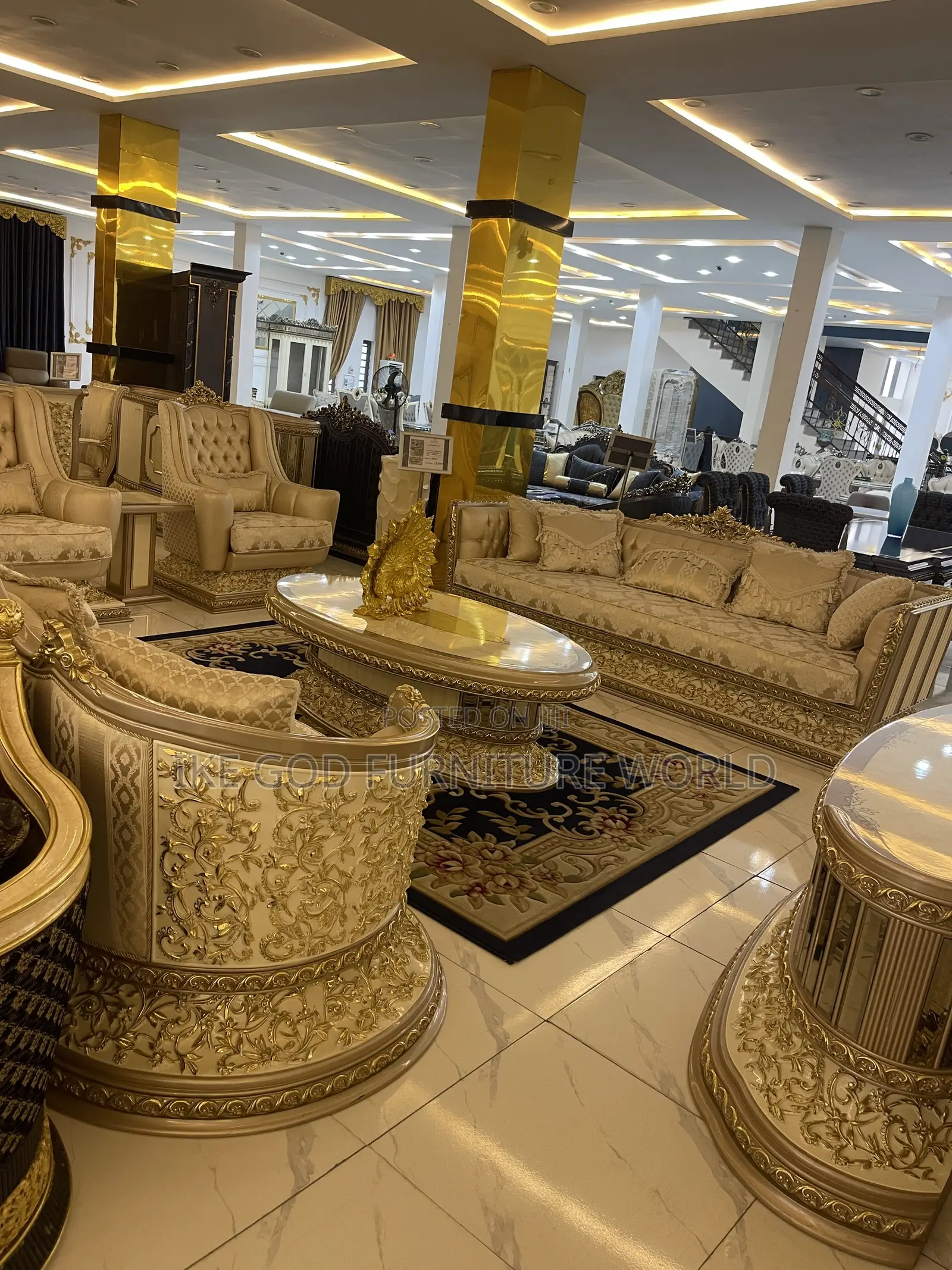 Set of High Classic Turkish Royal Fabric Sofa Chairs