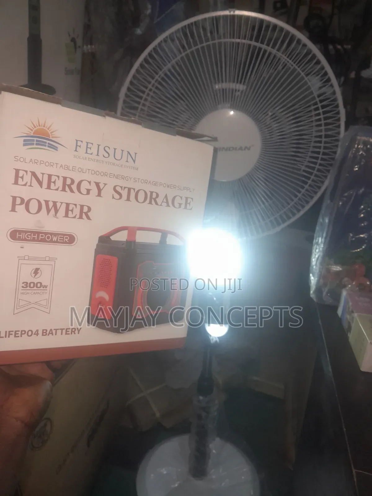300W Feisun Solar Generator+Rechargeable Solar Fan Combo (LAPTOP,TV)