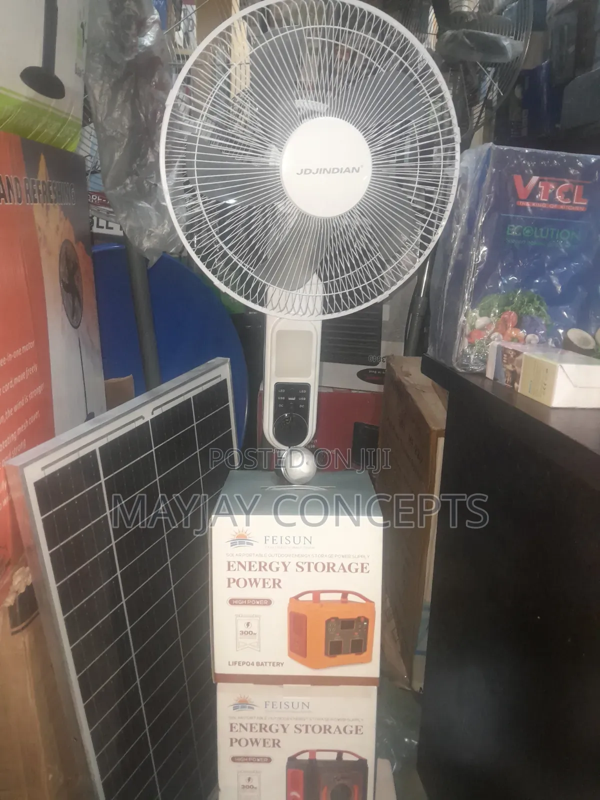 300W Feisun Solar Generator+Rechargeable Solar Fan Combo (LAPTOP,TV)