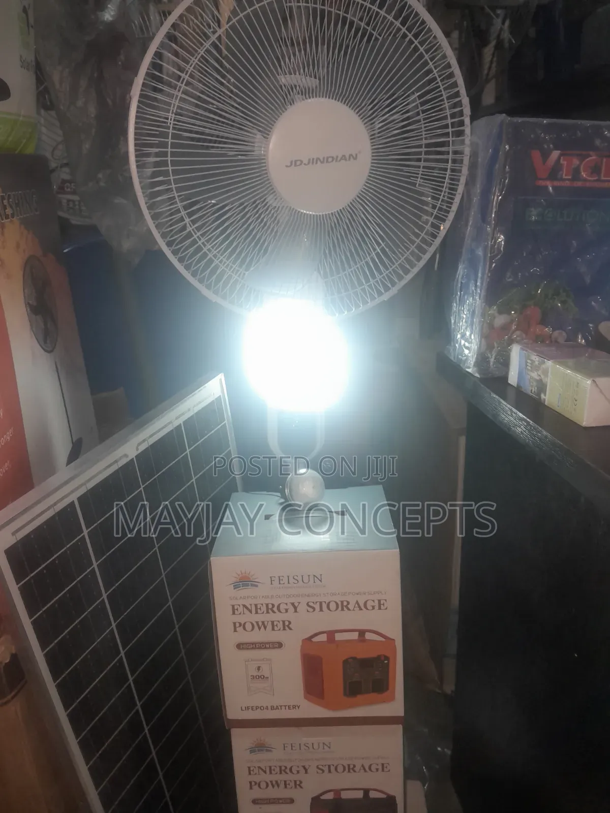 300W Feisun Solar Generator+Rechargeable Solar Fan Combo (LAPTOP,TV)
