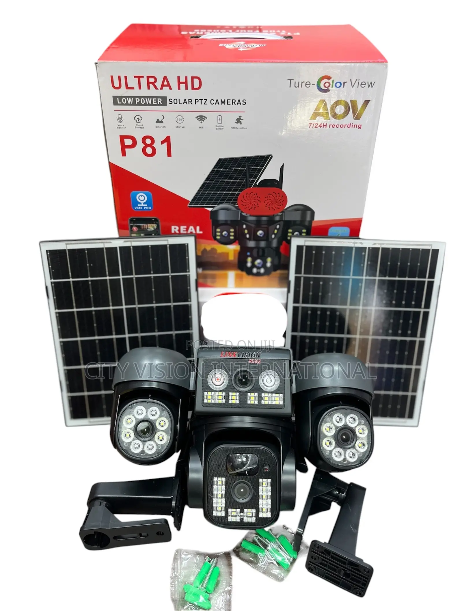 4-Lens Solar PTZ Outdoor Security Camera