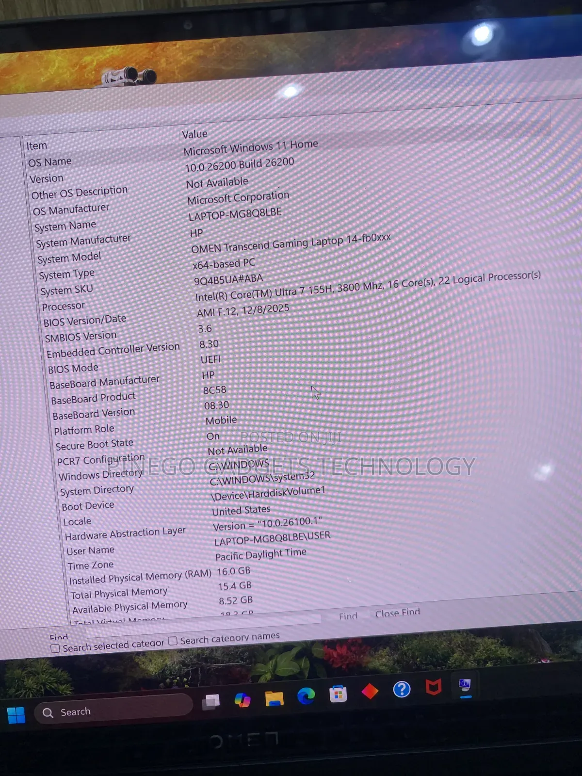 Laptop HP Omen Transcend 14-fb0023dx 32GB Intel Core Ultra 7 SSD 1T