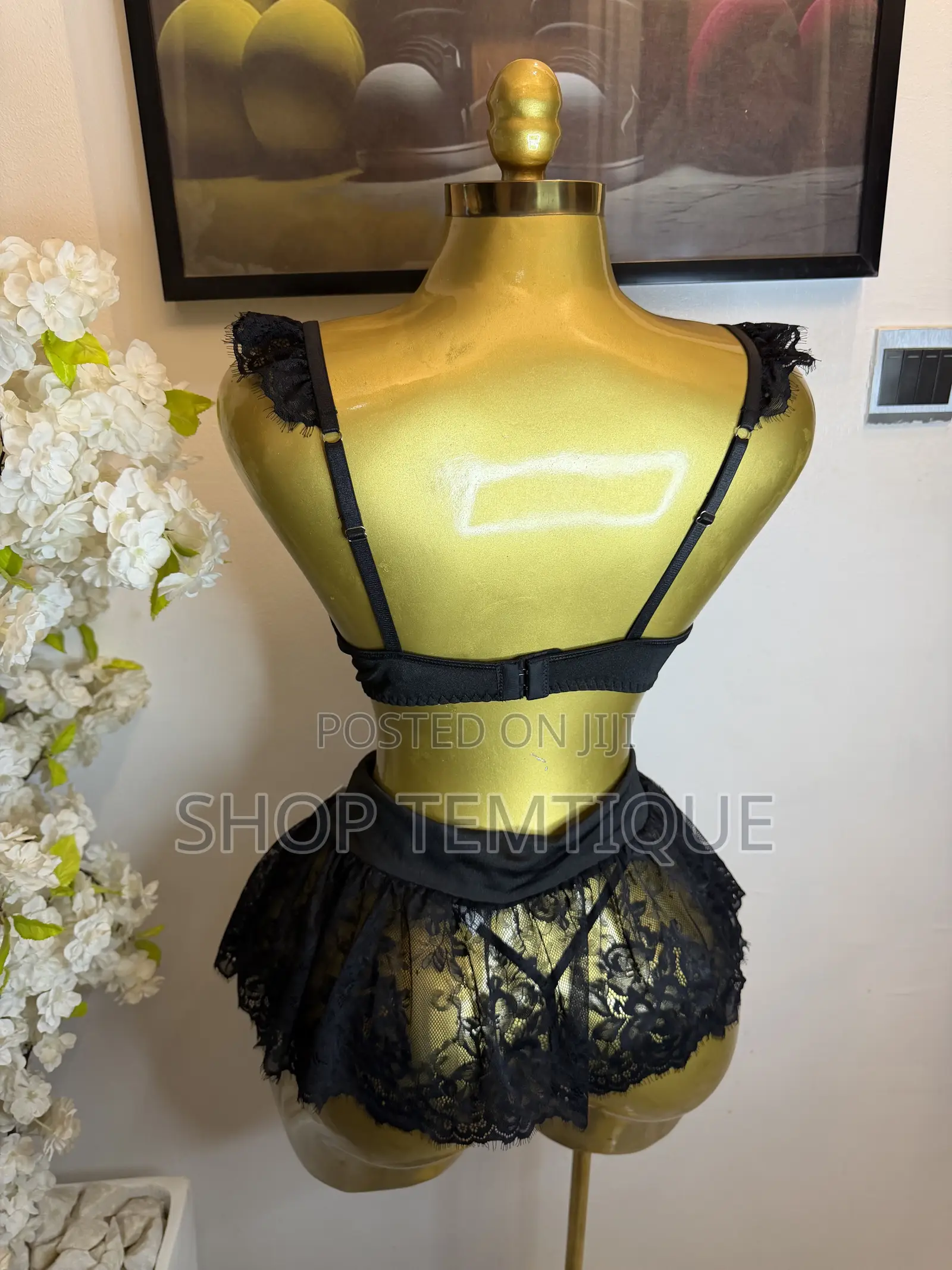 Black Lace Bow Lingerie Set