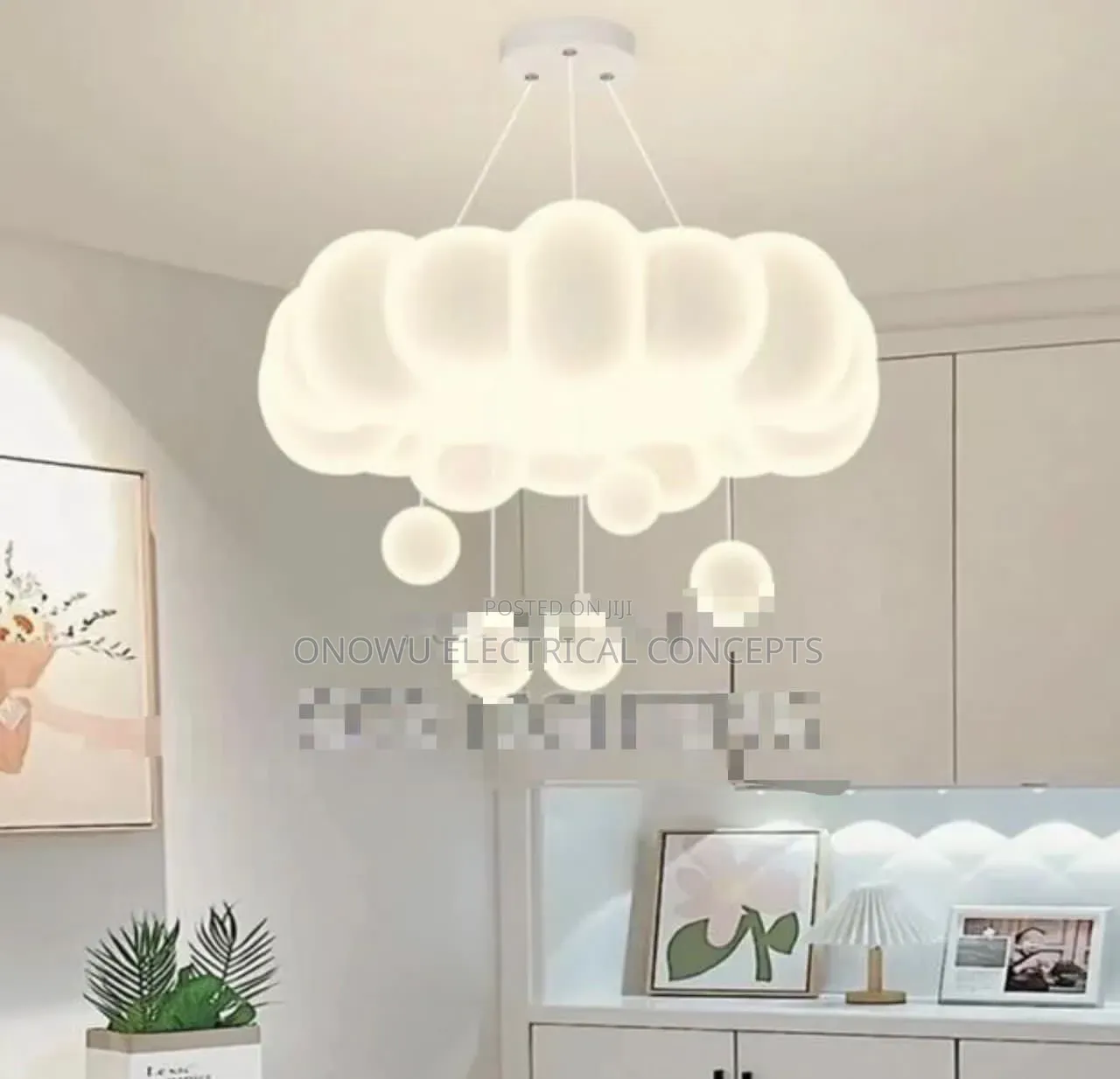 Cream Style Bedroom Pendant Lamp Cloud Star Hanging Ball Living Room